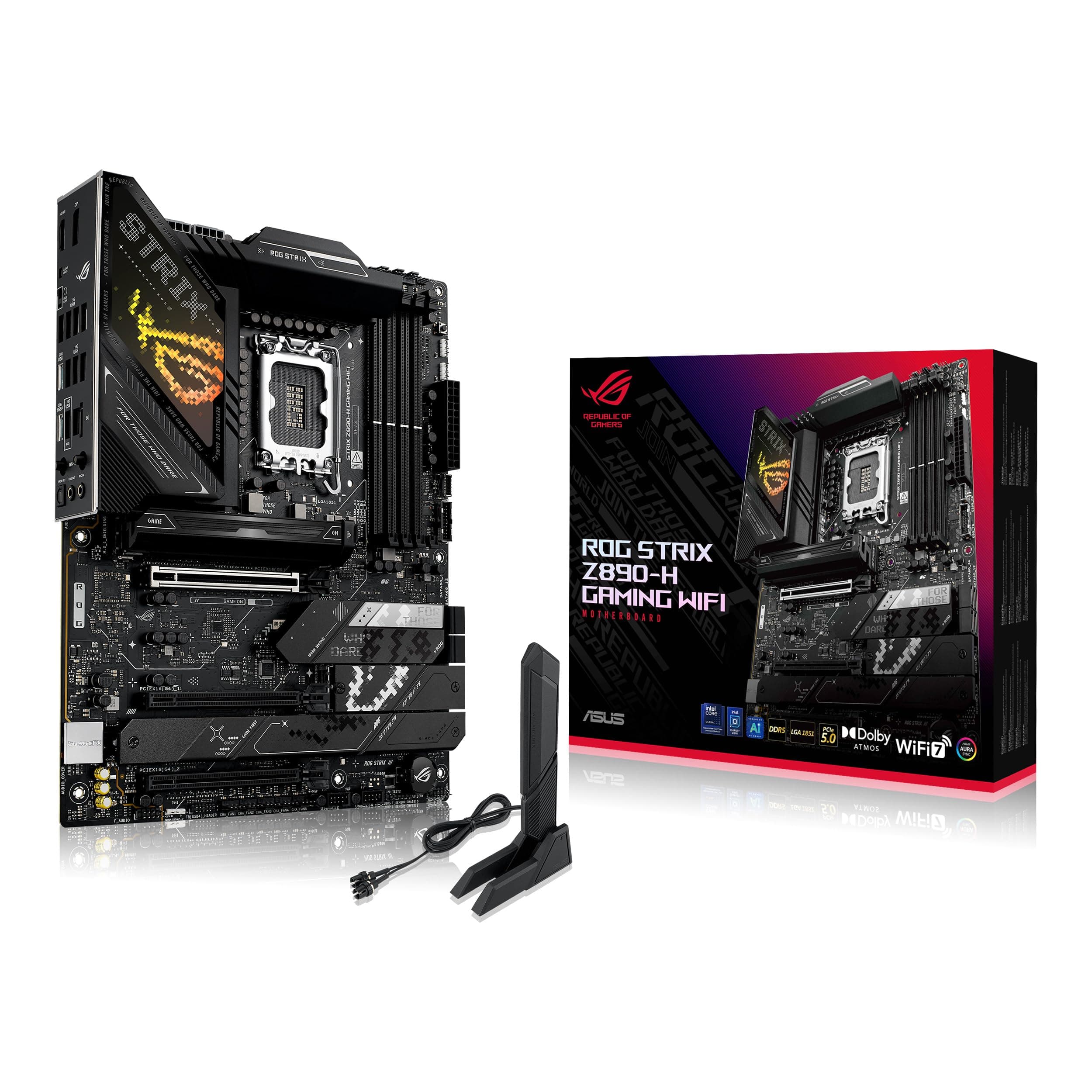 ASUS ROG Strix Z890-H Gaming WiFi Z890 LGA 1851 ATX Motherboard, Intel® Core™ Ultra Series 2 Ready, Advanced AI PC-Ready, 16+2+1+2 Stages, DDR5, 5GB LAN, WiFi 7, 4X M.2, PCIe 5.0, USB Type-C®, AI OC Bild 2