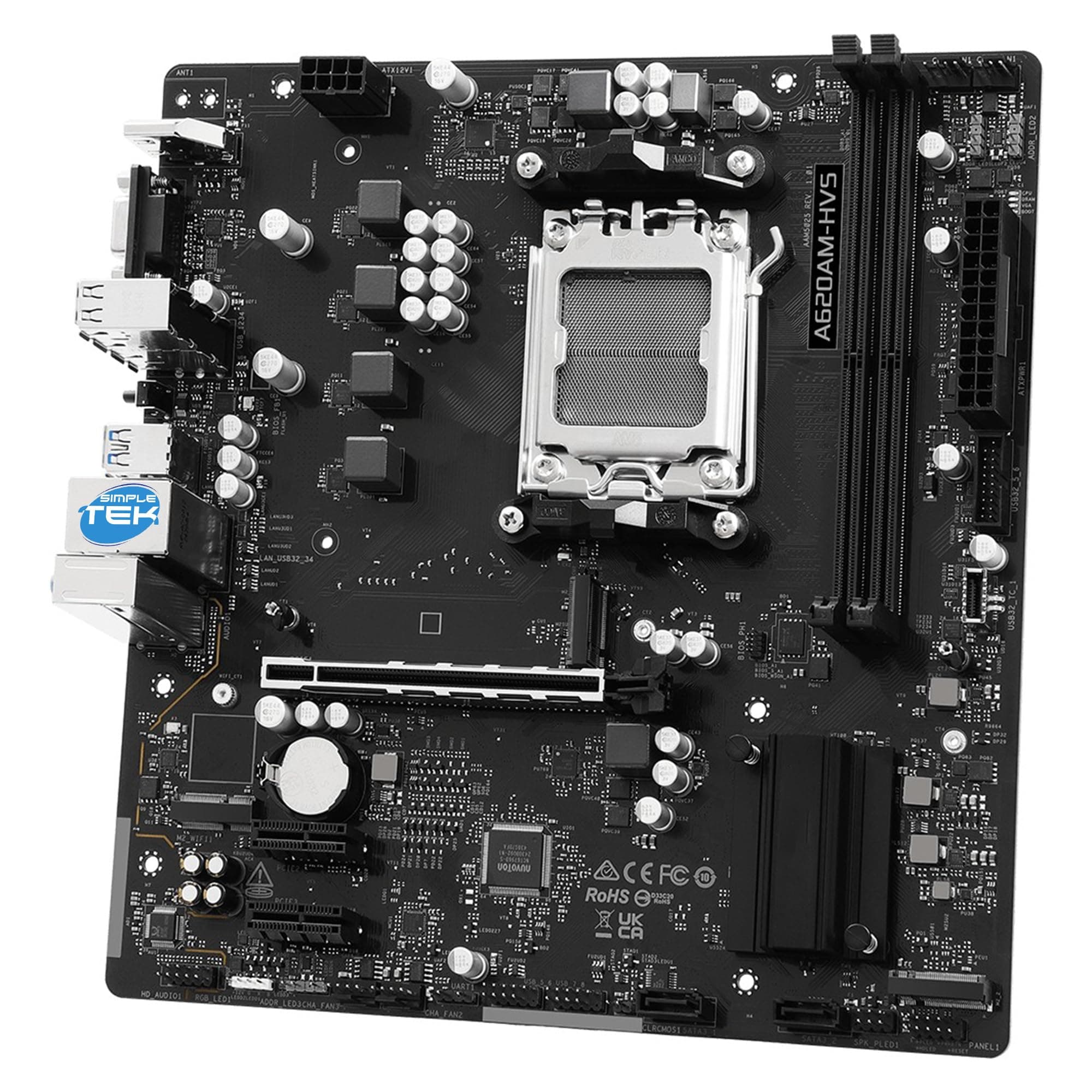 SIMPLETEK - Micro-ATX-Motherboard - Sockel AM5 A620A - DDR5 bis zu 6800+(OC) - PCIe 4.0 - Hyper M.2 Gen4 Slot - USB 3.2 Bild 7