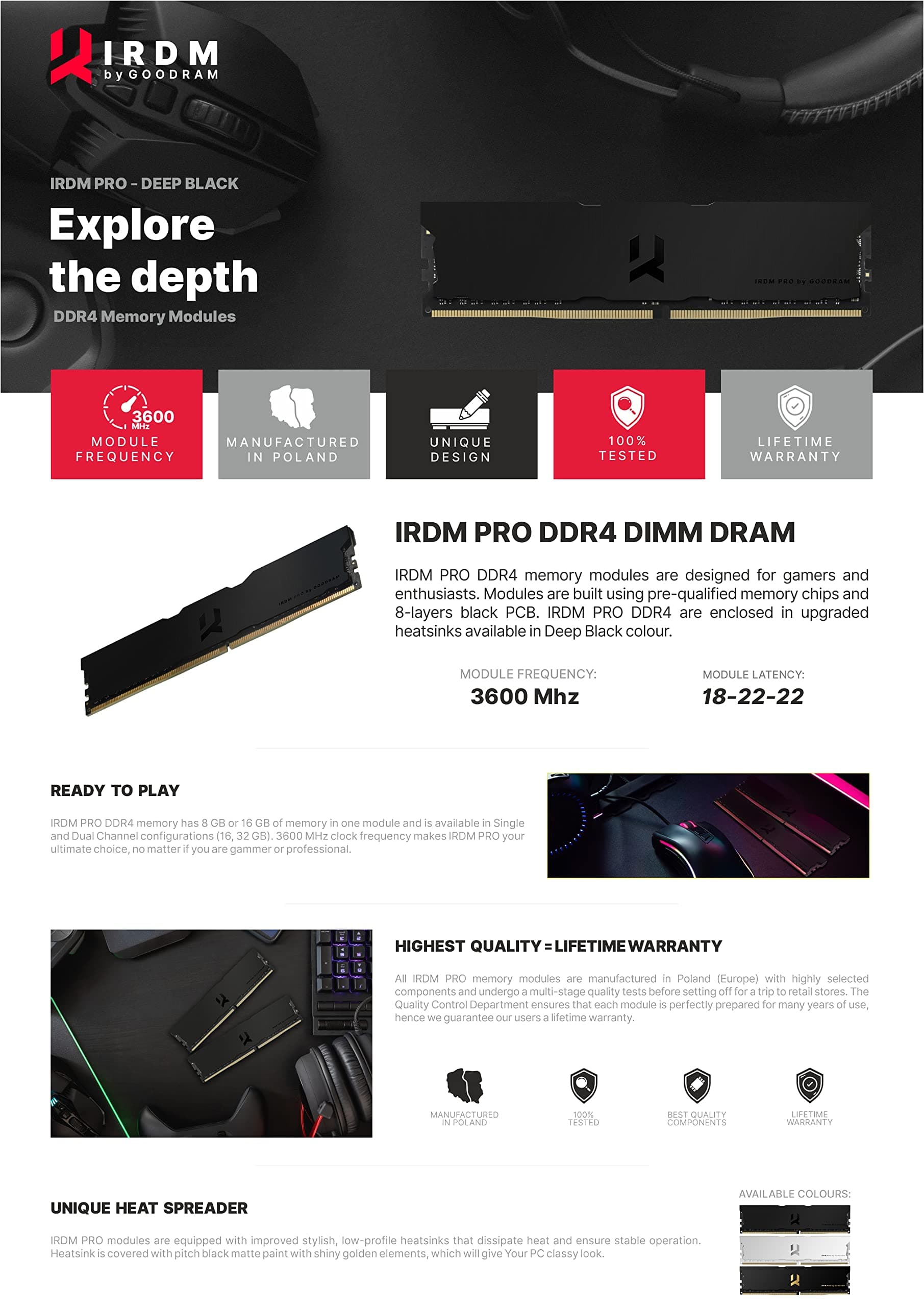 GoodRam IRDM PRO 16GB 1x 16GB DDR4 3600MHz Speichermodul 16 Go (1 x 16Go) Bild 7