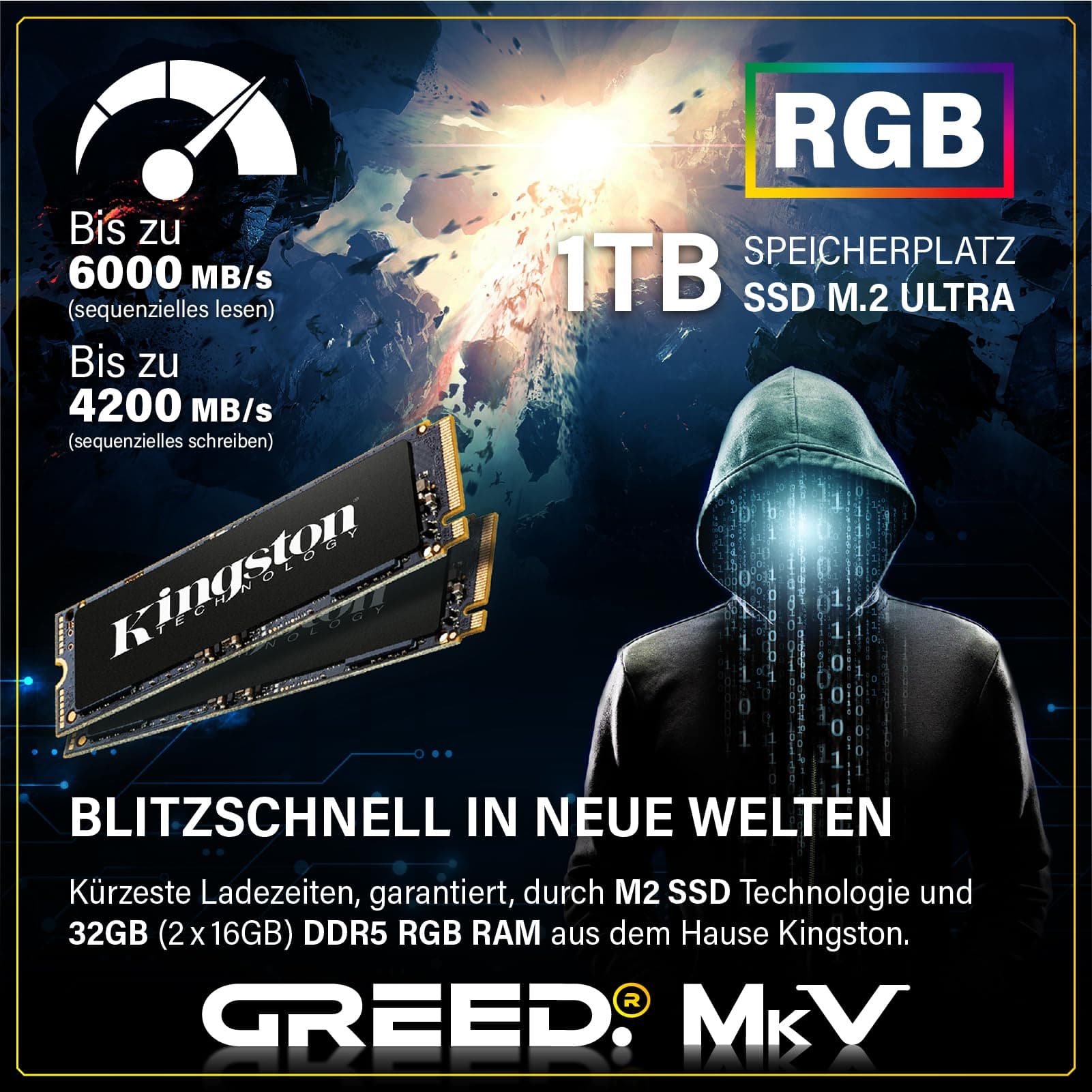 Greed® MK5 Power - High End Gaming PC - Intel Core i9 12900KF + Nvidia Geforce RTX 5070Ti 16GB - Schneller RGB Computer + 4K Raytracing Rechner - 5,2 GHZ - 32 GB DDR5 RAM - 1TB SSD - WLAN + W11 Pro MK5 POWER | 5070 Ti INTEL Bild 5