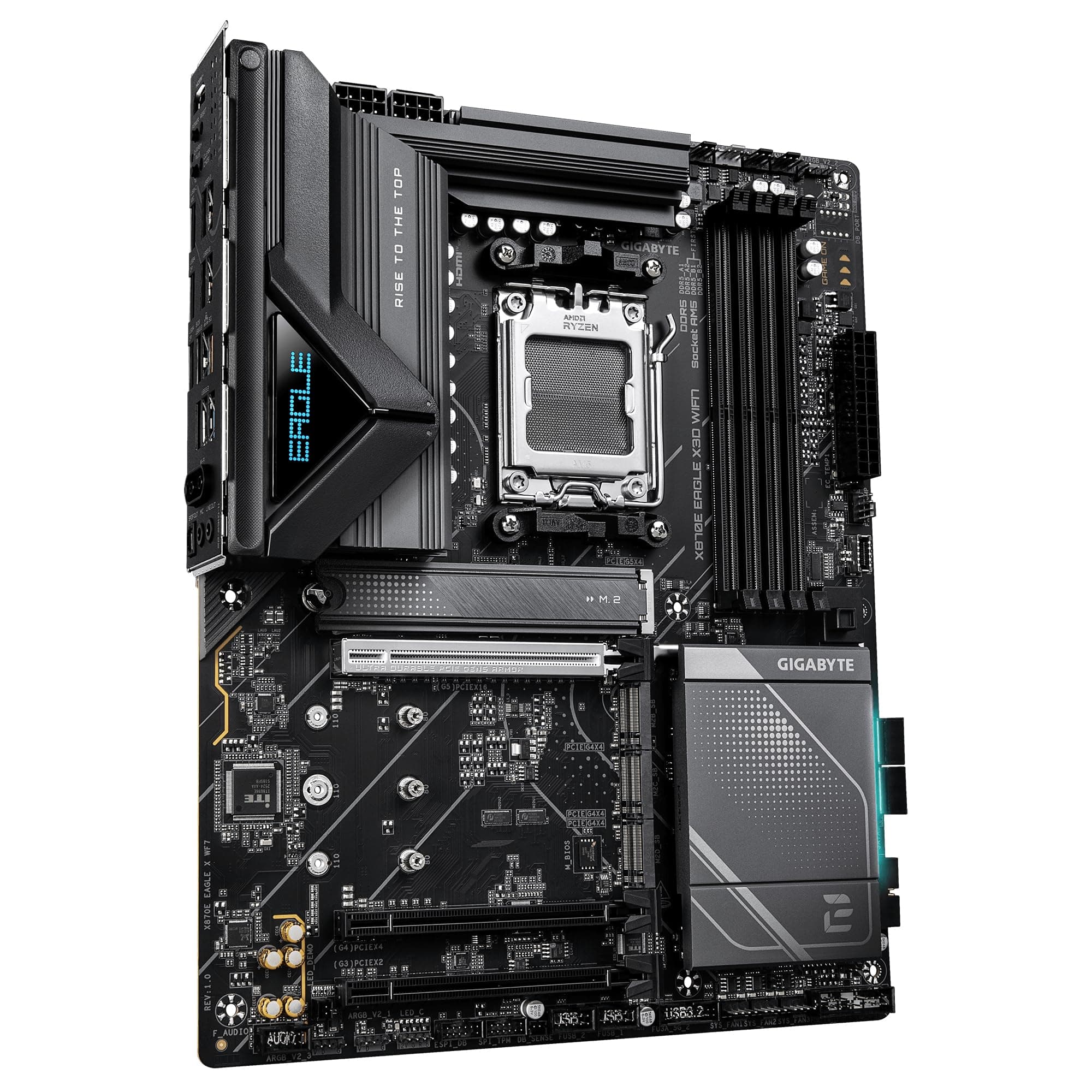 GIGABYTE X870E Eagle X3D WIFI7 Mainboard – Unterstützt AMD Ryzen 9000 CPUs, digitales 14+2+2-Phasen-VRM, bis zu 9000 Hz DDR5 (OC), 1× PCIe 5.0 + 3× PCIe 4.0, Wi-Fi 7, 5-GbE-LAN, USB 4 Bild 5