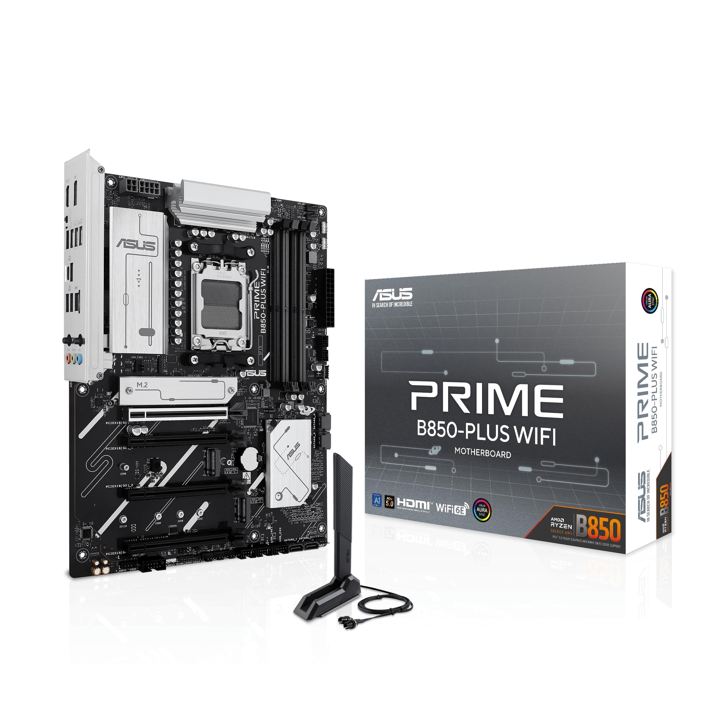 ASUS Prime B850-PLUS Gaming Mainboard Sockel AMD AM5, ATX (DDR5, PCIe 5.0, 3X M.2, WiFi 6E, DisplayPort, HDMI, BIOS Flashback, Aura Sync) Bild 2