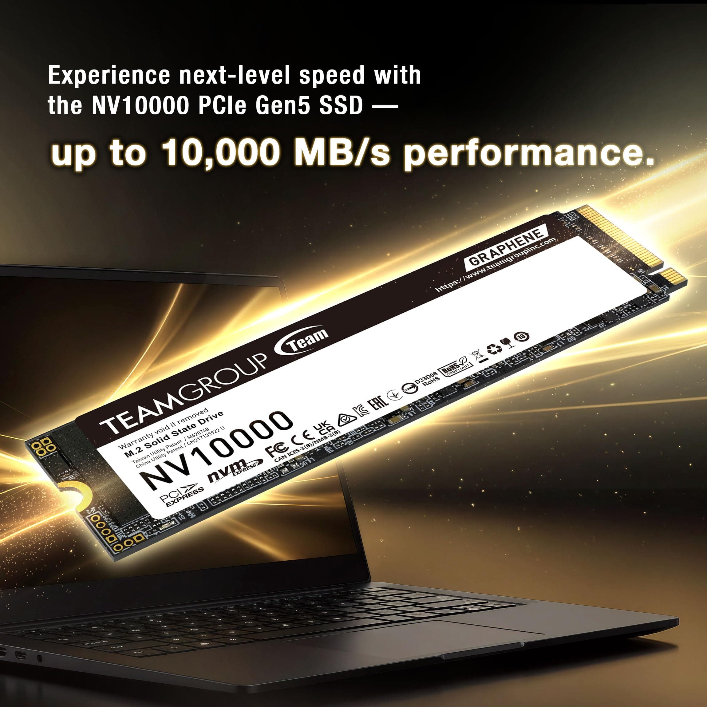 TEAMGROUP NV10000 2TB SLC Cache NVMe PCIe 5.0 Gen5x4 M.2 2280 Laptop Desktop SSD Lese-/Schreibgeschwindigkeit bis zu 10.000/8500MB/s TM8FGP002T0C101 Bild 7