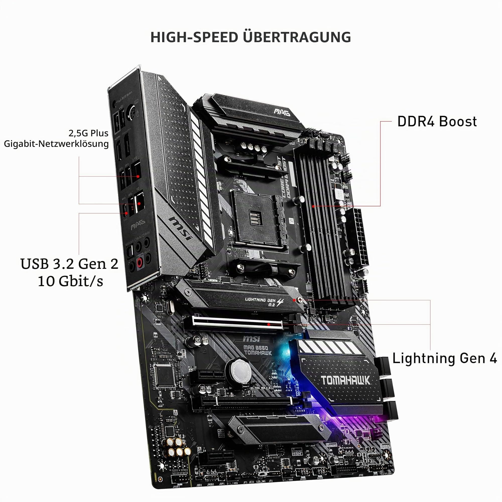 MSI MAG B550 Tomahawk (AMD AM4 DDR4 M.2 USB 3.2 Gen 2 HDMI ATX Gaming Motherboard AMD Ryzen 5000 Prozessoren ATX MAG B550 TOMAHAWK Bild 7