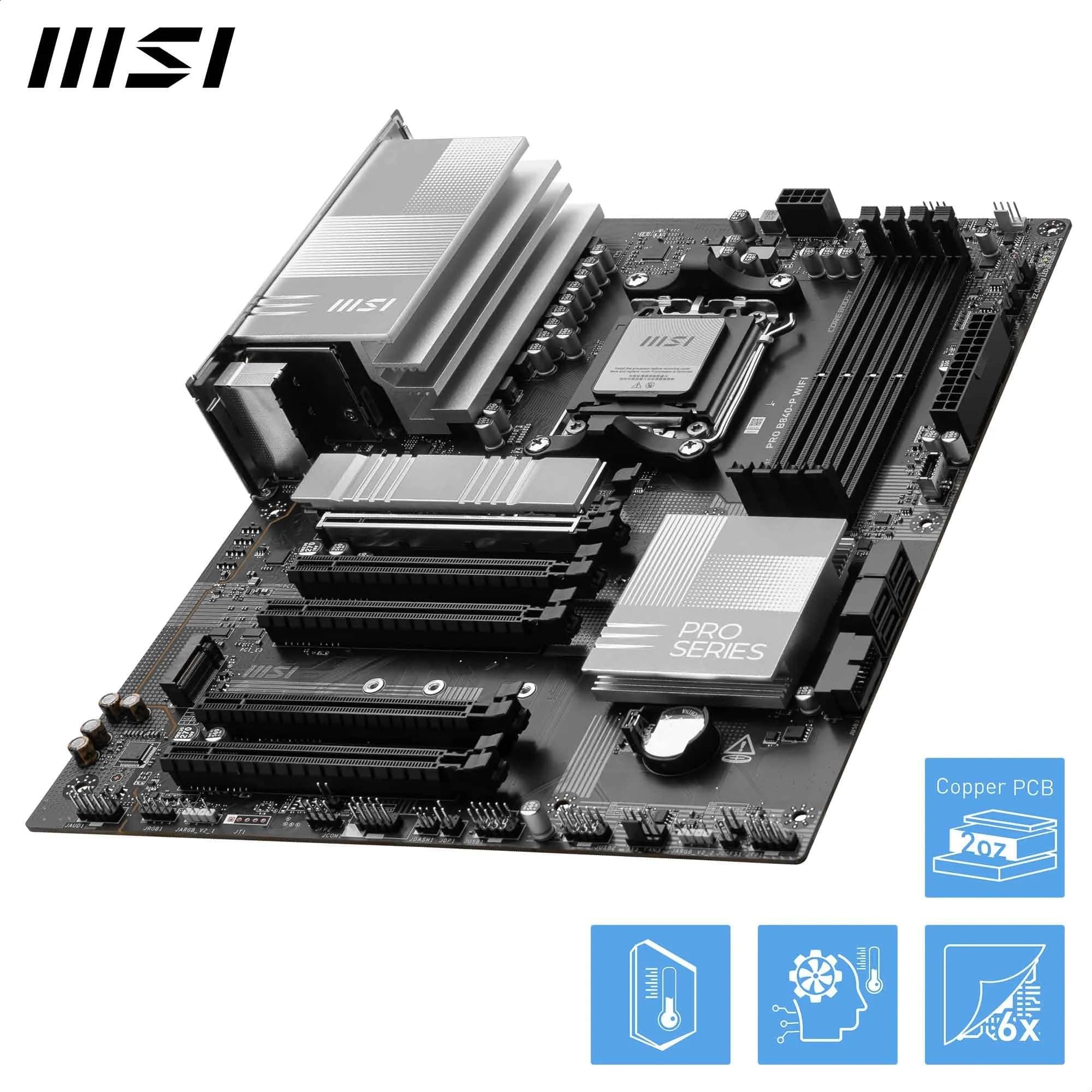 MSI PRO B840-P WiFi Mainboard, ATX - Unterstützt AMD Ryzen 9000/8000 / 7000 Prozessoren, AM5 - DDR5 Memory Boost (8000+ MT/s OC), PCIe 4.0 x16, M.2 Gen4, Wi-Fi 7, 2.5G LAN Bild 7