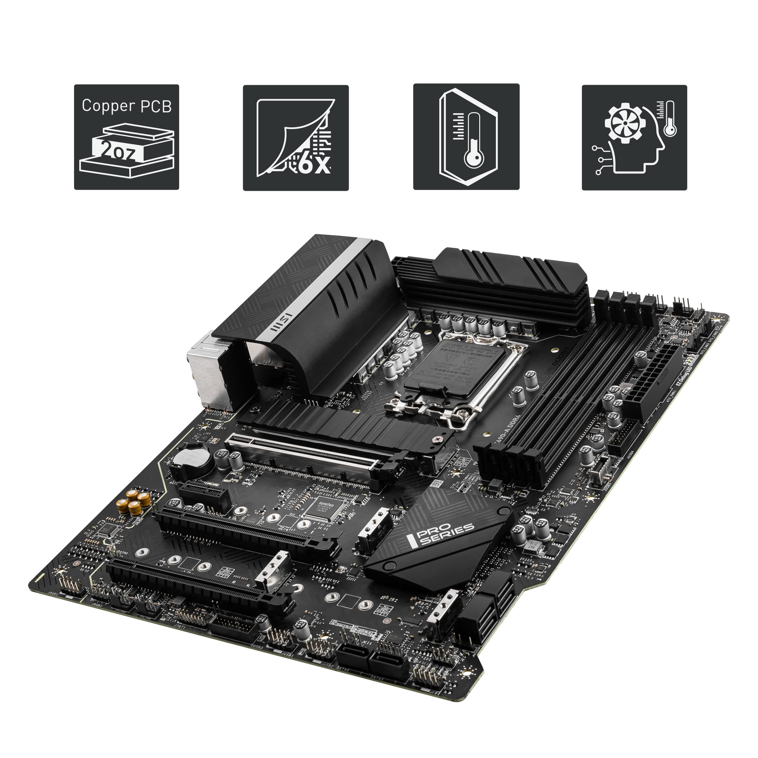 MSI PRO Z690-A DDR4 Mainboard ATX, unterstützt Intel Core Prozessoren 12. Generation, LGA 1700, 14 Duet Rail 55A VRM, Memory Boost 5200MHz/OC, 1 x PCIe 5.0 x16, 3 x M.2 Gen4 x4, 2.5G LAN Bild 7
