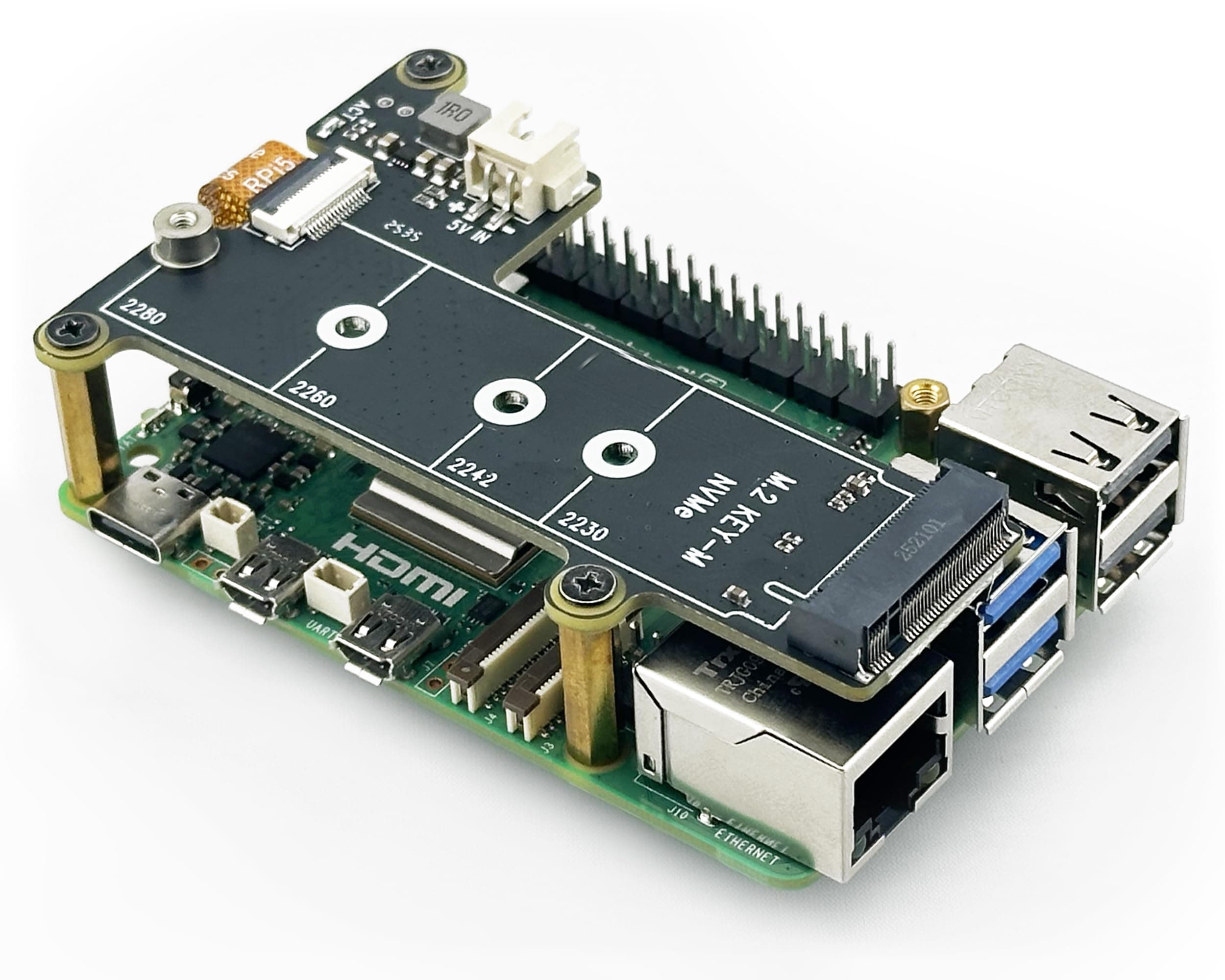 ElectroCookie PCIe auf M.2 NVMe SSD HAT Board für Raspberry Pi 5 (X1001)