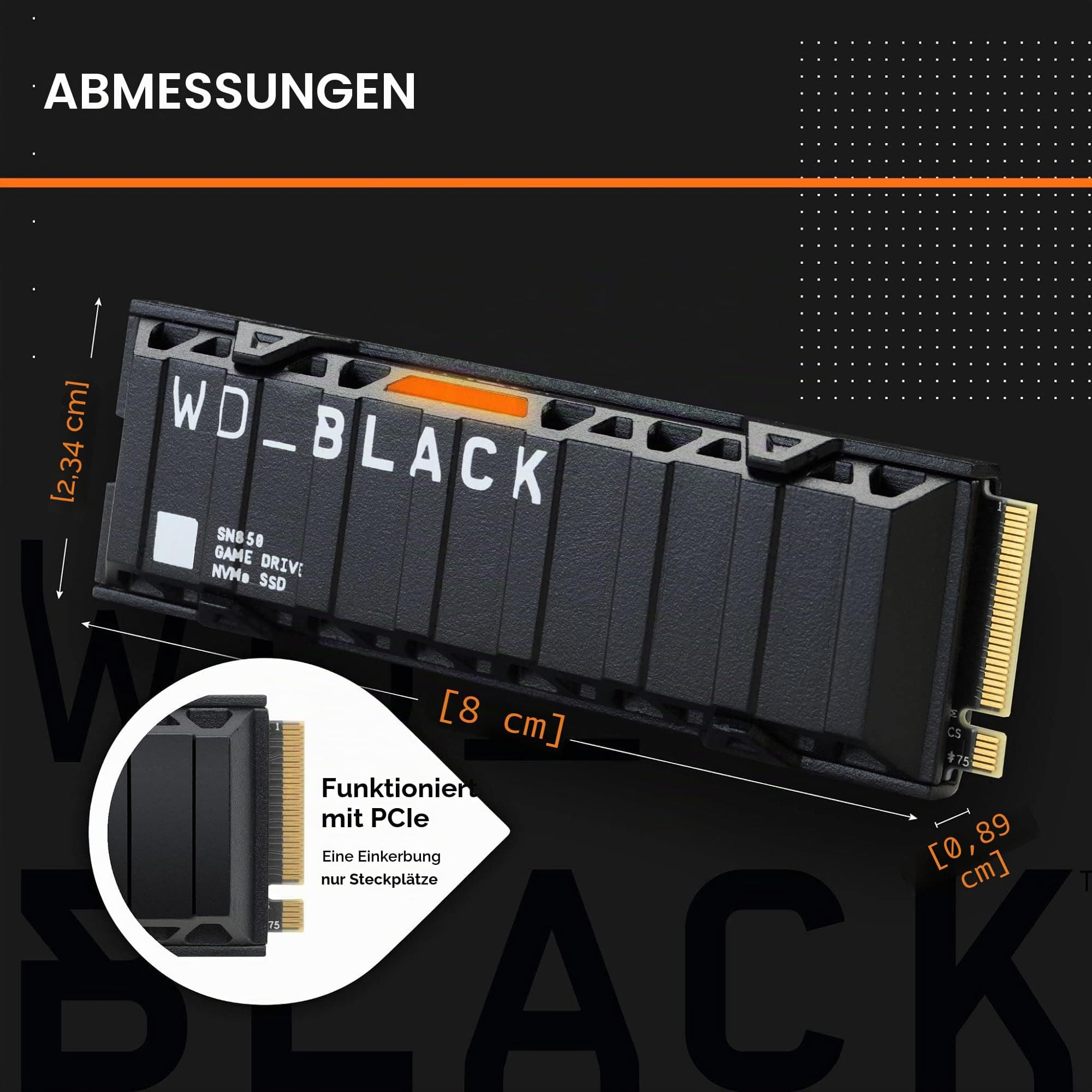 WD_BLACK SN850 mit Heatsink 500GB NVMe interne Gaming SSD; PCIe Gen4 Technologie, bis zu 7000 MB/s Lesen, M.2 2280, Works with PlayStation 5 (ab Softwareversion 21.02-04.00.00) 500 GB Heatsink Bild 8