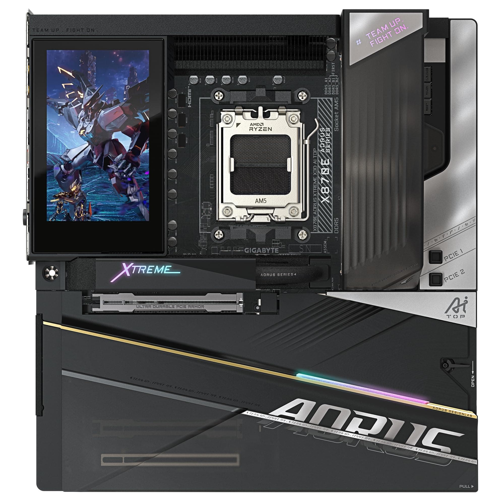 GIGABYTE X870E AORUS Xtreme X3D AI TOP Mainboard - Unterstützt AMD Ryzen 9000 Serie CPUs, 24+2+2-Phasen-VRM, bis zu 9000MHz DDR5 (O.C.), 2xPCIe 5.0 M.2 + 3xPCIe 4.0 M.2, Wi-Fi 7, 10GbE LAN, USB 4 Bild 3