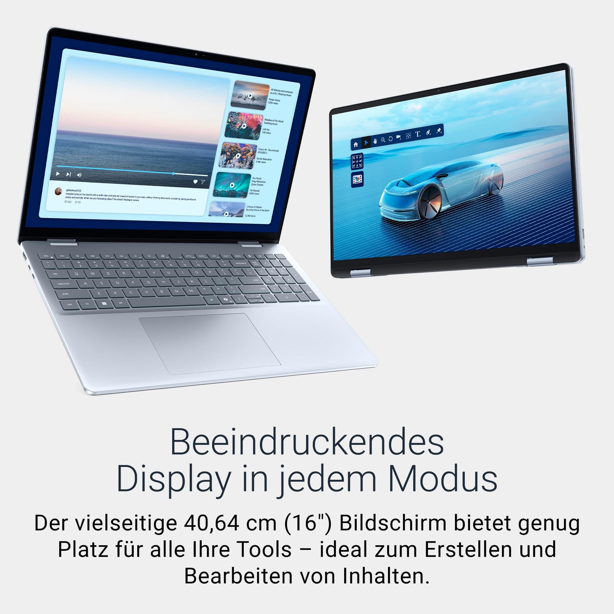 Dell 16 Plus 2-in-1 Laptop Copilot+ PC db06250 – 16" FHD+ Touch Display, Intel Core Ultra 7 Series 2, 16GB RAM, 512GB SSD, Intel Arc Grafik, Windows 11 Home, Beleuchtete Tastatur QWERTZ – Ice Blue Core Ultra 7 256V 16 GB 512GB SSD Bild 3