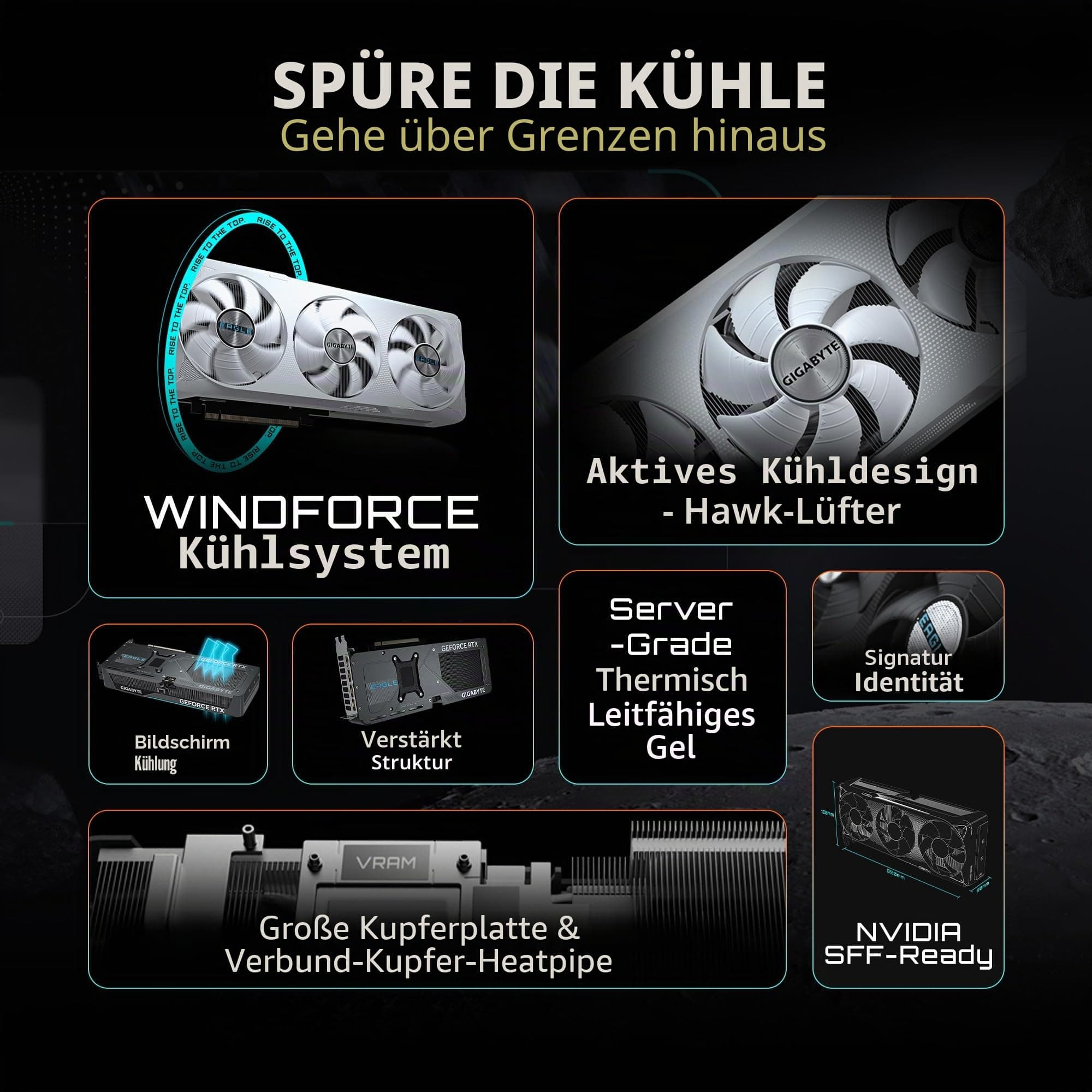 GIGABYTE GeForce RTX 5070 Eagle OC ICE SFF 12G Grafikkarte, 12GB 256-Bit GDDR7, PCIe 5.0, WINDFORCE Cooling System, GV-N5070EAGLEOC ICE-12GD Grafikkarte Bild 7