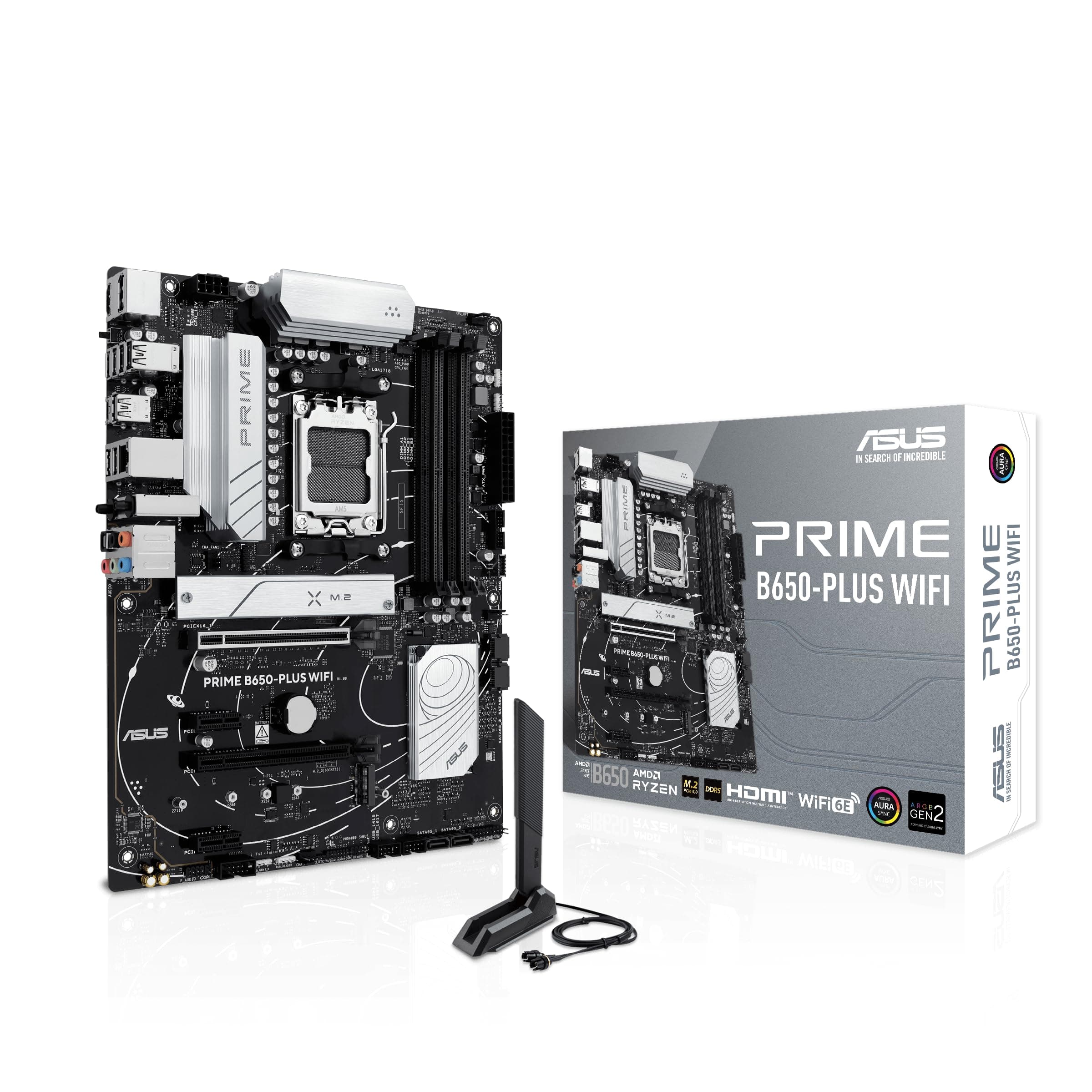 ASUS Prime B650-PLUS WiFi AMD B650 AM5 Ryzen™ Desktop 9000 8000 & 7000 ATX Motherboard, DDR5, PCIe 5.0 M.2, 2.5Gb LAN, WiFi 6E, HDMI™, SATA 6Gbps, USB Type-C®, BIOS Flashback™, Thunderbolt™ 4 Header PRIME|ATX B650-Plus|M.2x2|WiFi6E