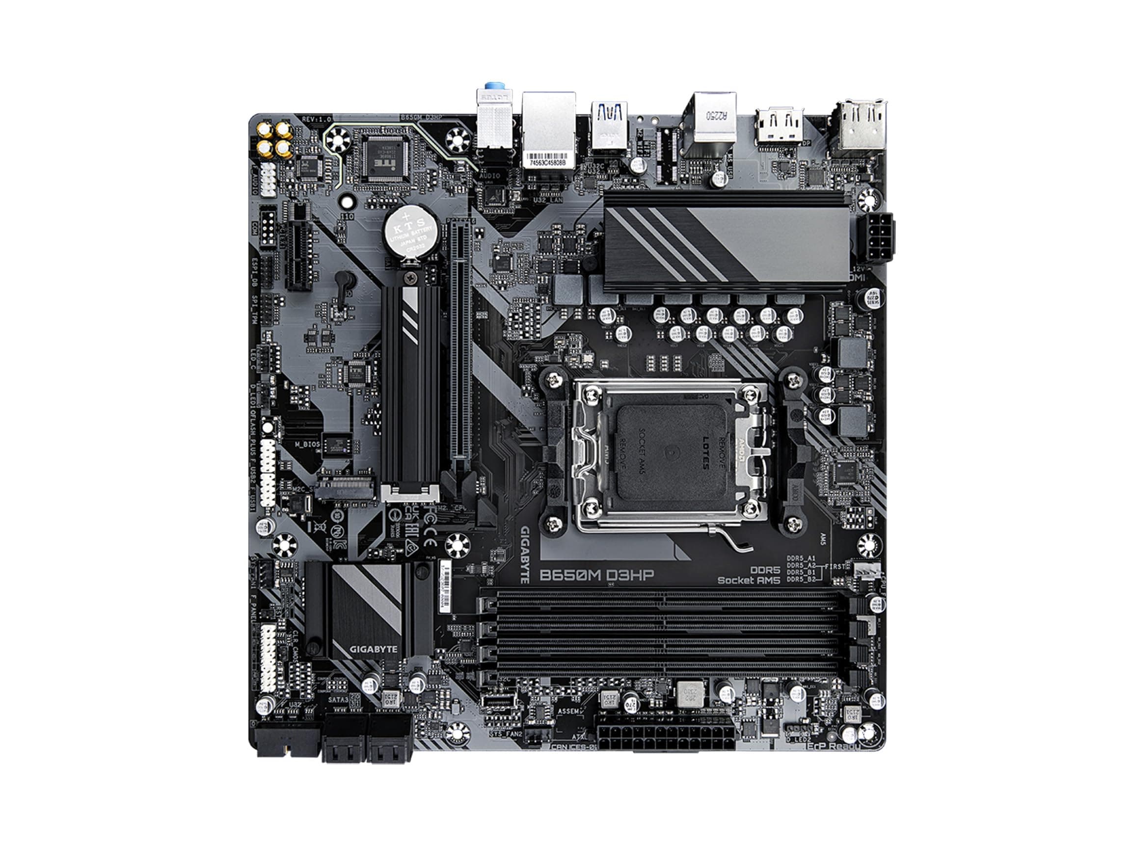 GIGABYTE B650M D3HP AMD AM5 mATX Motherboard, unterstützt Ryzen 9000/8000/7000 Serie, DDR5, 5+2+2 Power Phase, 2X M.2, PCIe 4.0, USB-C 3.2 Gen 1, 2.5GbE, EZ-Latch, Q-Flash, RGB Fusion Bild 7