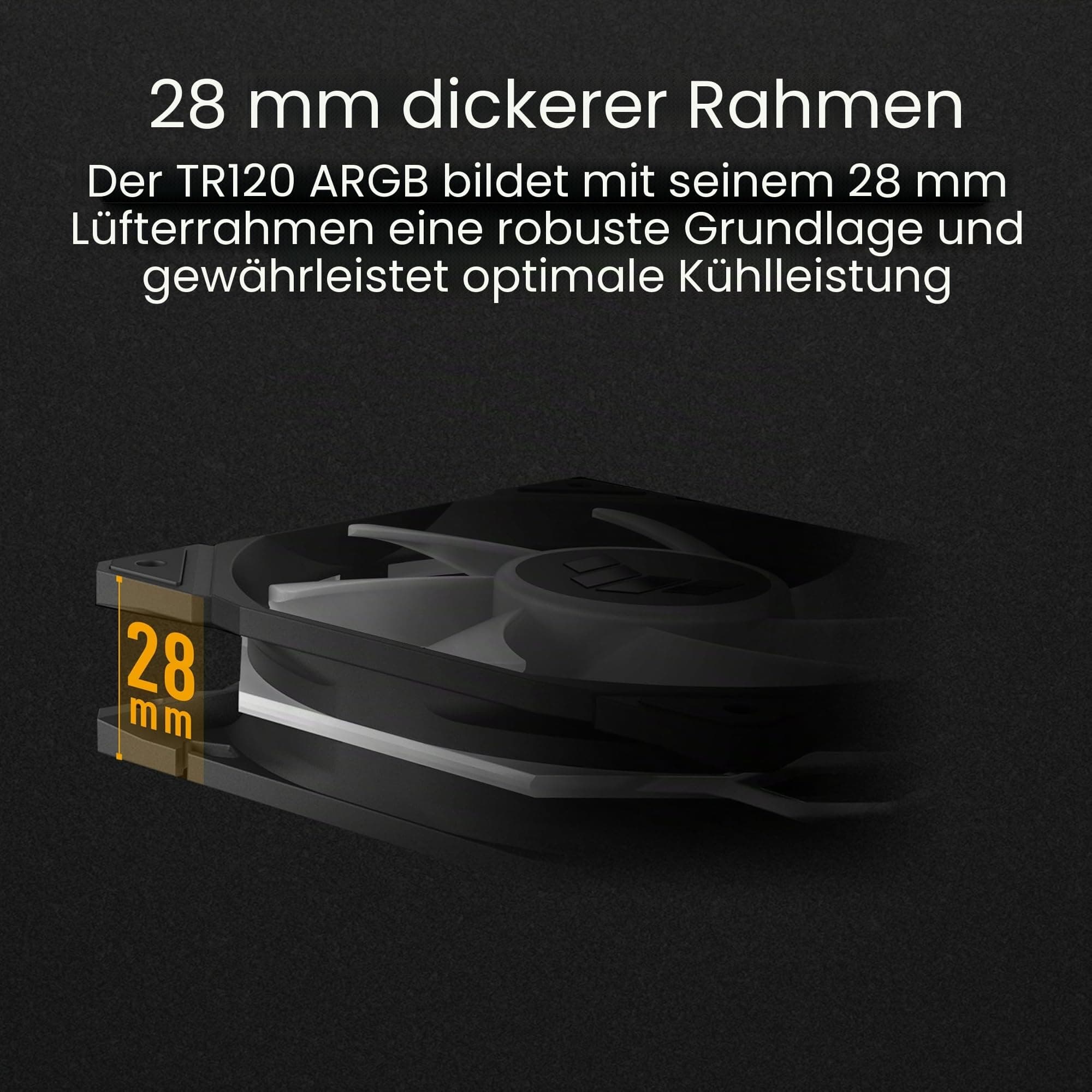 ASUS TUF Gaming TR120 ARGB Standard Blade Black Gehäuselüfter Single Pack (120mm PWM PC Lüfter, 2000 RPM, 3,3 mm H2O, 77,4 CFM Luftstrom, 16 einzeln adressierbare RGB-LEDs, schwarz) Bild 3