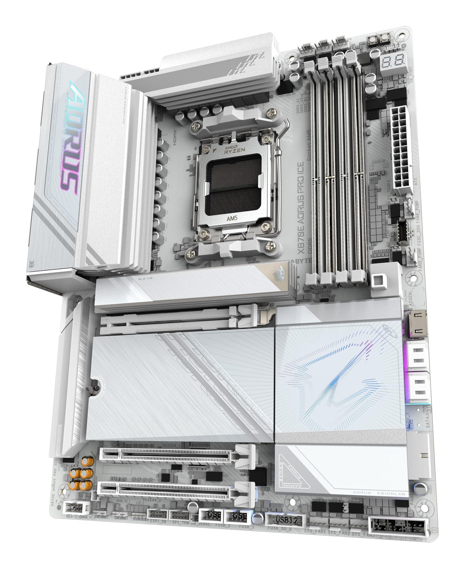 GIGABYTE X870E AORUS PRO Ice-Mainboard - Unterstützt AMD Ryzen 9000 CPUs, 16+2+2 Phasen Digital-VRM, bis zu 8000MHz DDR5 (OC), 3xPCIe 5.0, Wi-Fi 7, 2.5GbE LAN, USB 4 Bild 8