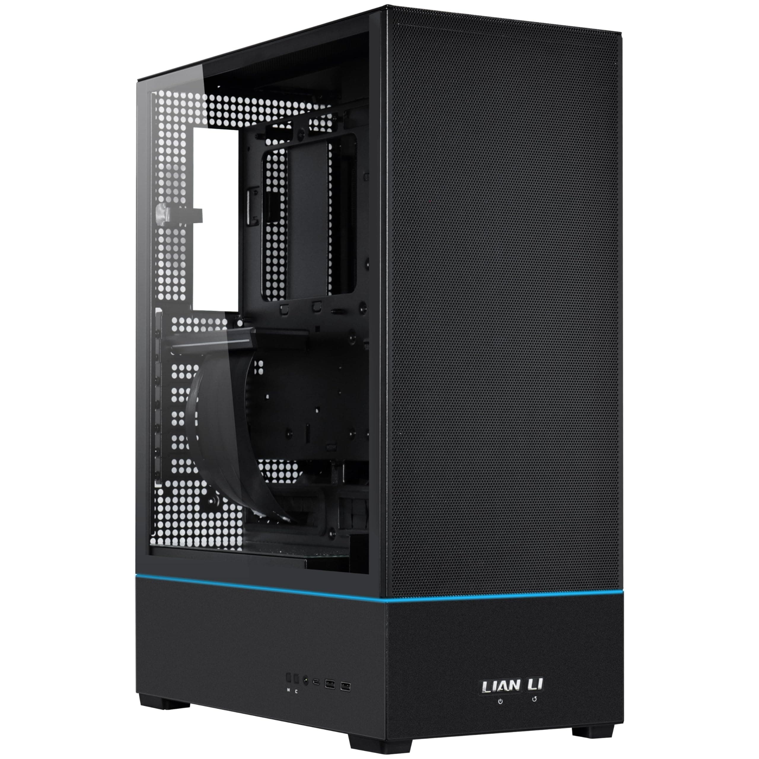Lian Li SUP-01X PC-Gehäuse, Triple Cooling Chamber Design, 400mm GPU-Freiraum, unterstützt Radiatoren bis zu 360mm, DREI vorinstallierte 120mm Lüfter, Stahl, gehärtetes Glas, Schwarz