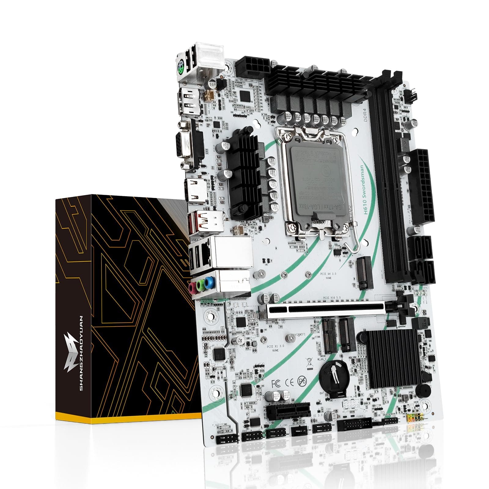 SHANGZHAOYUAN H610 Mainboard Kompatibel mit Intel LGA 1700 12th 13th gen Core i3 i5 i7 i9/Pentium/Xeon Prozessoren (μATX, 2*DDR4, SATA 3.0, USB 3.1, NVME M.2, WiFi M.2, 2.5Gb LAN, PCIe 5.0)