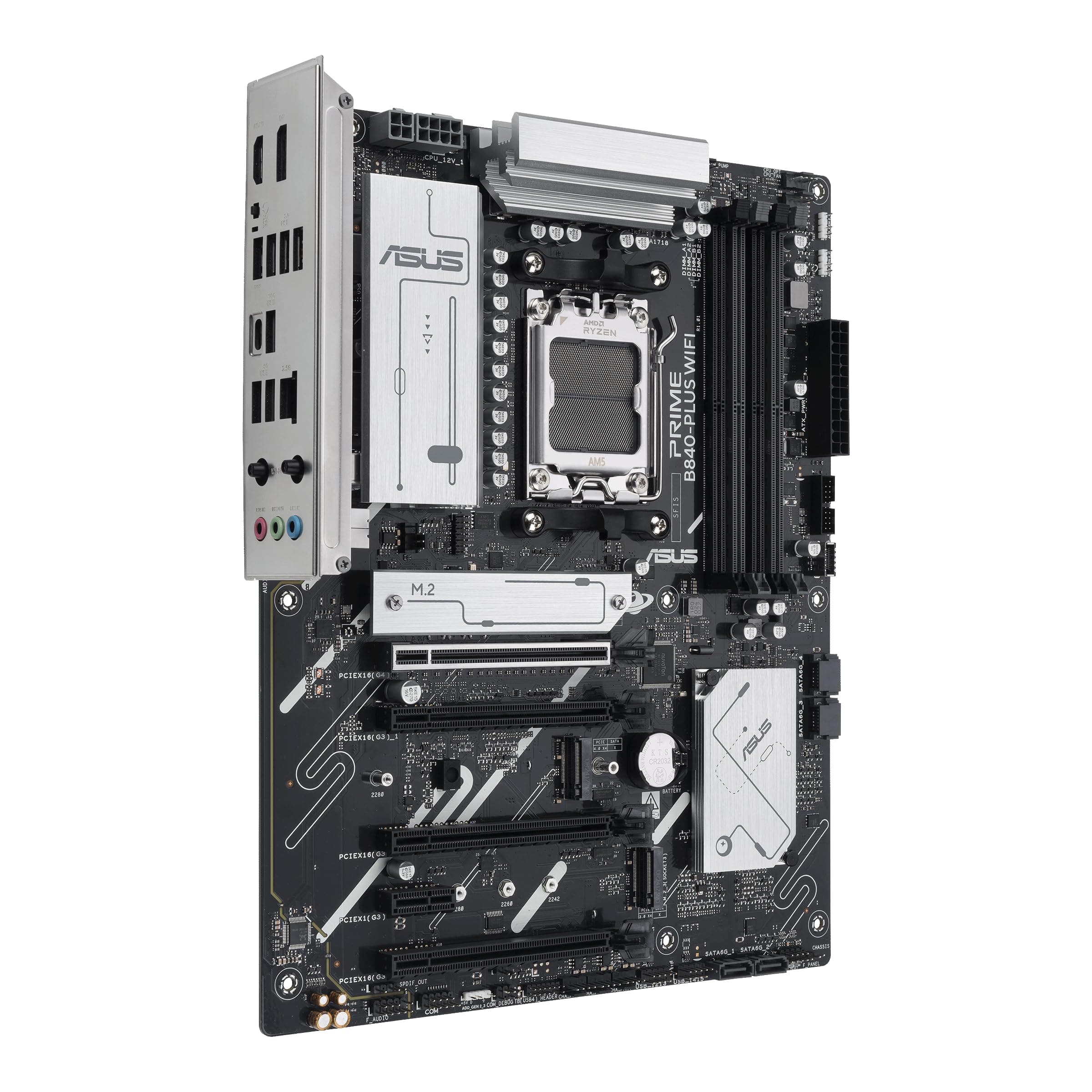 ASUS Prime B840-PLUS WiFi-CSM AMD AM5 B840 ATX Commercial CSM Motherboard, Advanced AI Ready, DDR5, PCIe 4.0, 3X M.2, Wi-Fi 6E, 2.5G LAN, DP, HDMI, USB Type-C, BIOS Flashback, ASUS Control-Center Bild 3