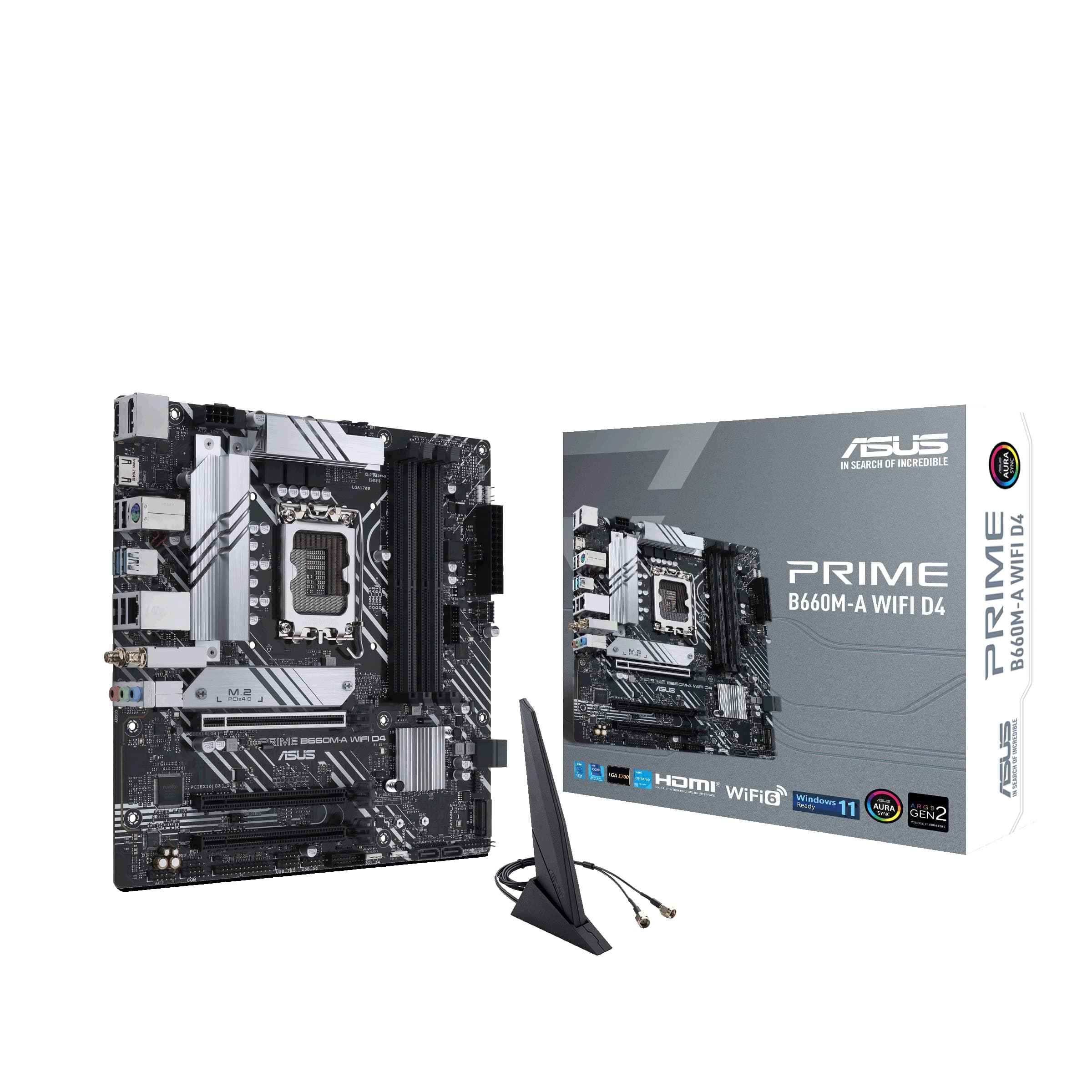 ASUS PRIME B660M-A WIFI D4 Gaming Mainboard Sockel Intel LGA 1700 (Intel B660, mATX, DDR4 Speicher, PCIe 4.0, 2x M.2, WiFi 6, Aura Sync) A B660 WIFI