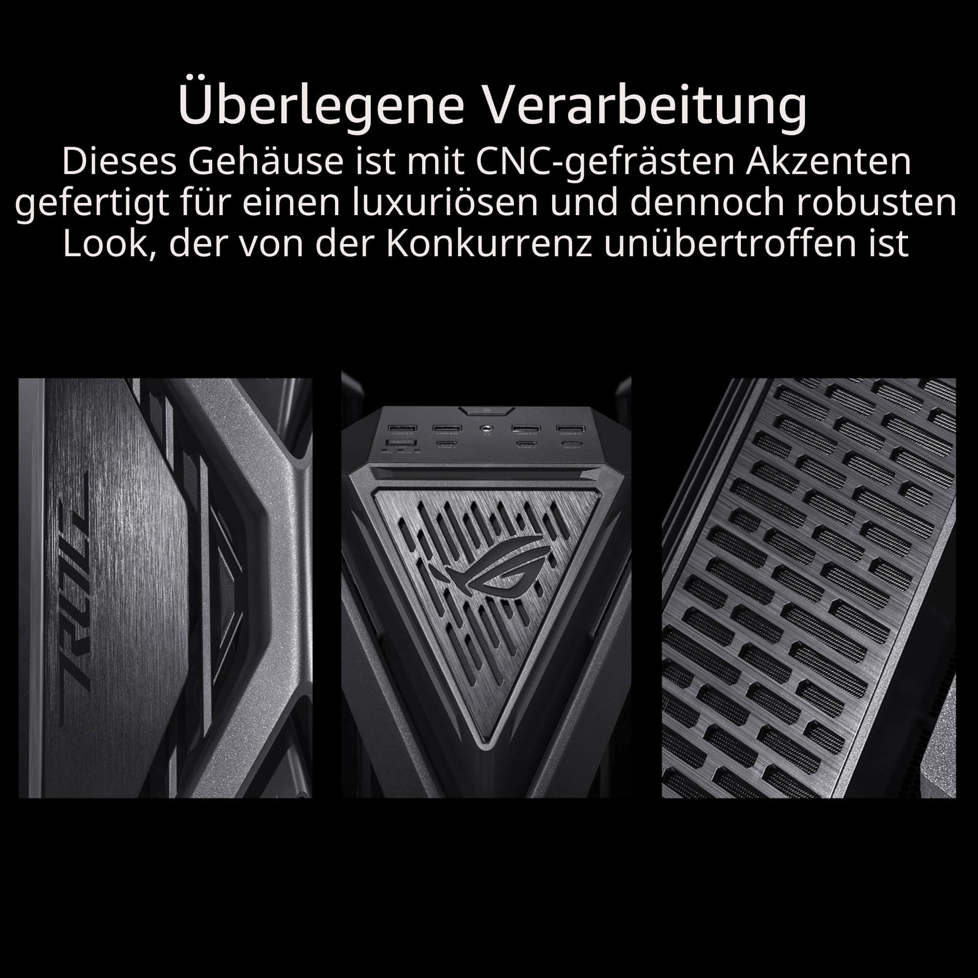 ASUS ROG Hyperion GR701 BTF Edition E-ATX Gaming Gehäuse (unterstützt Mainboards mit versteckten Anschlüssen, 420 mm Dual-Radiator-Unterstützung, 4x 140 mm-Lüfter, ARGB-Lüfter-Hub, 60W-Schnellladung) Bild 5