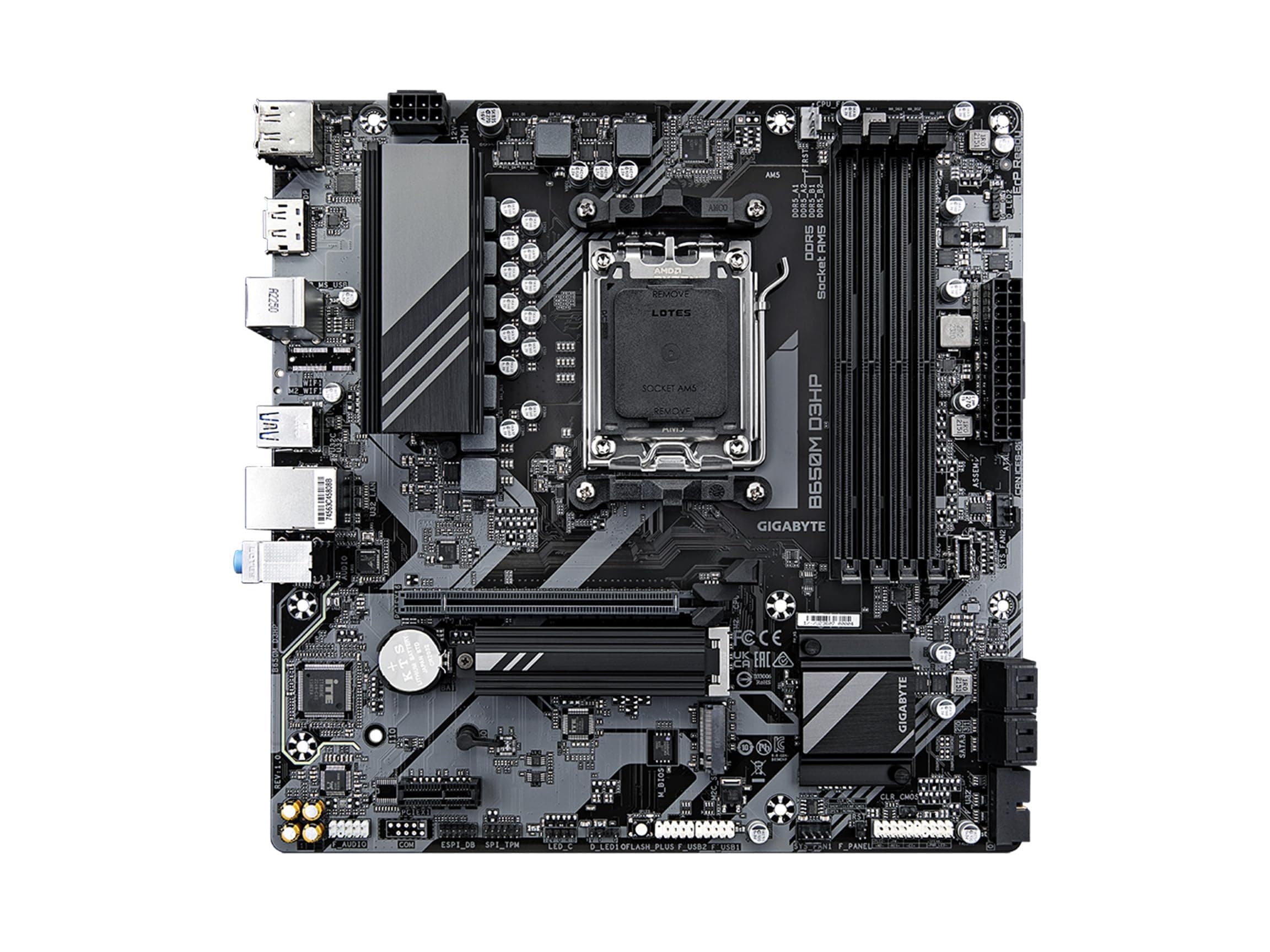 GIGABYTE B650M D3HP AMD AM5 mATX Motherboard, unterstützt Ryzen 9000/8000/7000 Serie, DDR5, 5+2+2 Power Phase, 2X M.2, PCIe 4.0, USB-C 3.2 Gen 1, 2.5GbE, EZ-Latch, Q-Flash, RGB Fusion Bild 3