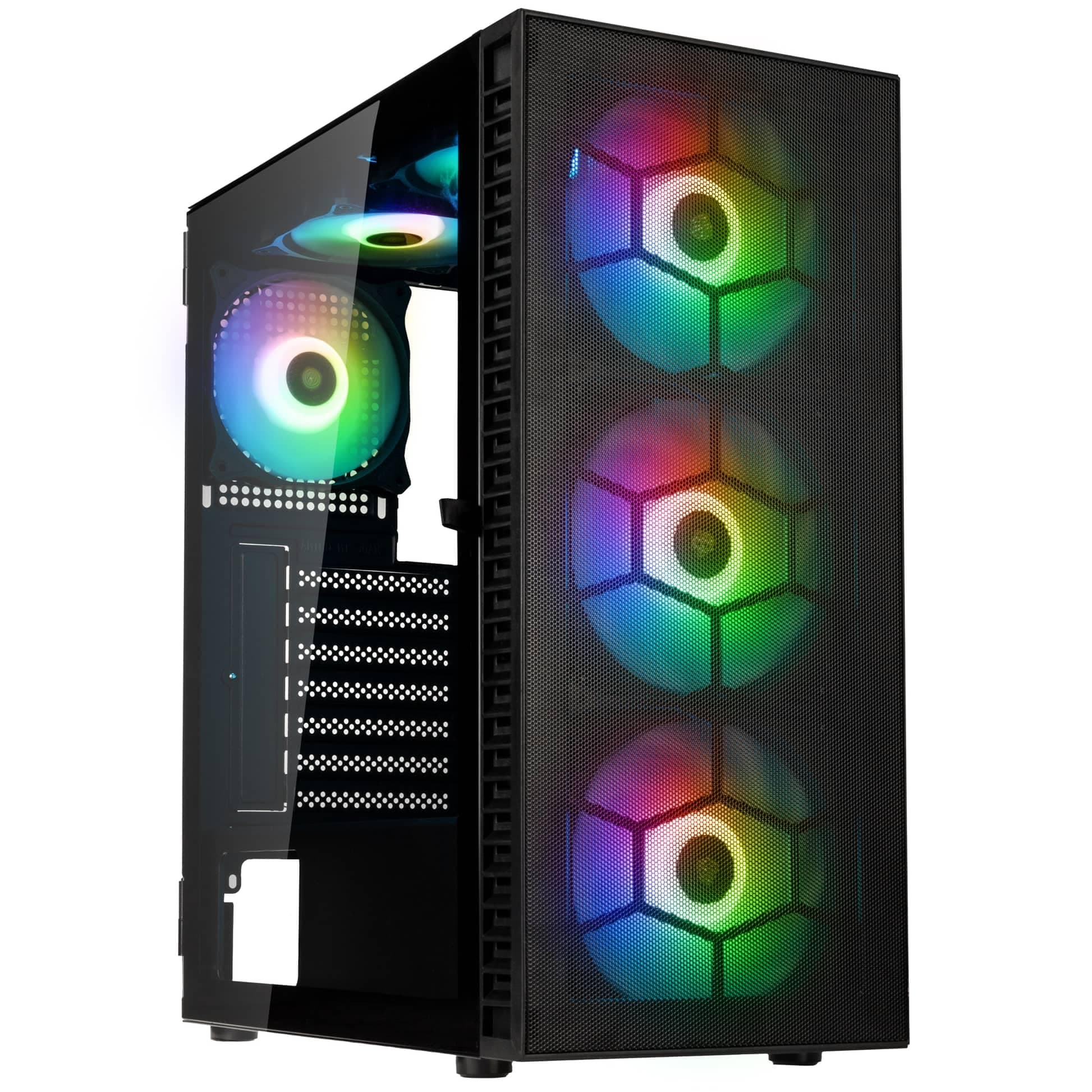 Kolink Observatory HF Mesh PC-Gehäuse, Sechs ARGB-Lüfter, 330 mm GPU-Freiheit, ATX-Motherboard, Gitterfrontplatte, Stahl, Mid-Tower, Schwarz Bild 2