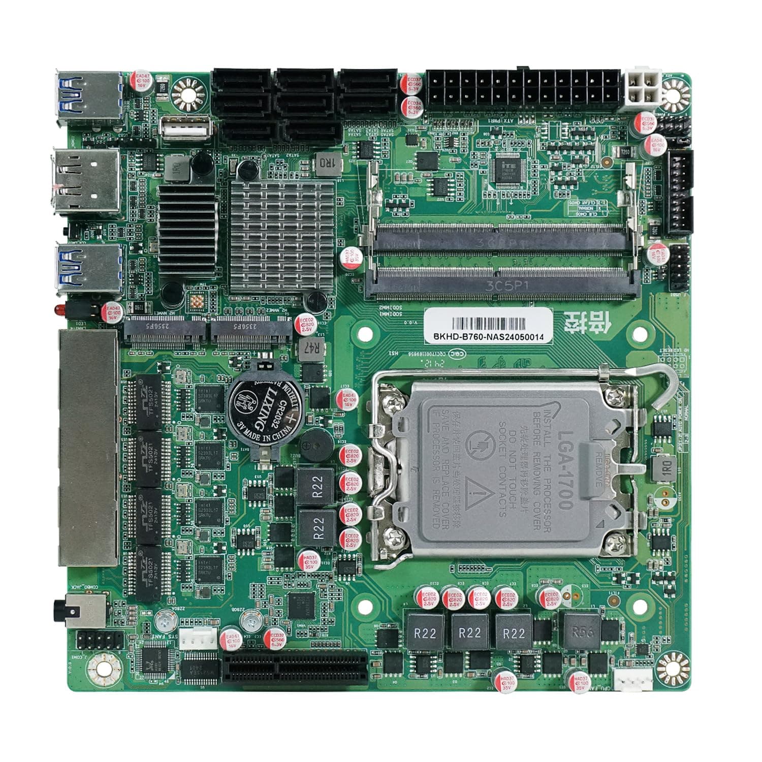 Q670 NAS Mini ITX Motherboard (LGA1700, 12./13./14. Generation), 2 x SIDIMM DDR5 MAX 64G, 2 x M.2 NVMe, 8 x SATA, i226-LM 2.5G vPro 17 x 17 cm Soft Router ITX Mainboard