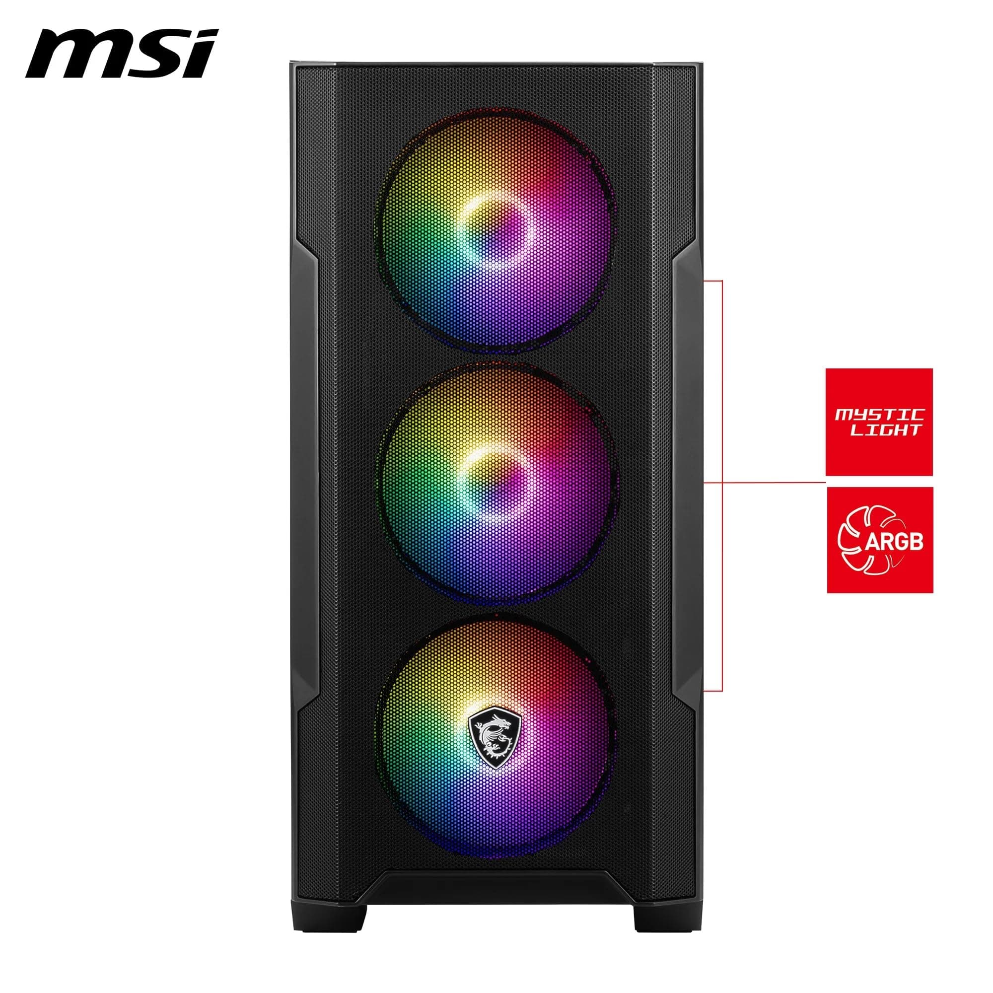 MSI MAG Forge M100R Mini-Tower PC-Gehäuse, gehärtetes Glas, unterstützt Micro-ATX & Mini-ITX, Mesh-Front, 4X 120mm ARGB Lüfter mit Hub Controller, Magnetischer Staubfilter, USB 3.2 Gen 1 Typ-A Bild 4