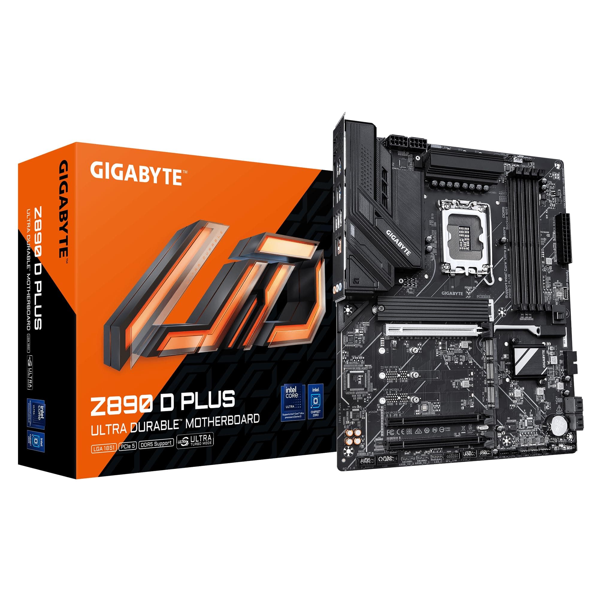 GIGABYTE Z890 D Plus Mainboard – Unterstützt Intel Core Ultra (Serie 2) CPUs, 12+1+2-Phasen-VRM, bis zu 9466 MHz DDR5 (OC), 1× PCIe 5.0 M.2 + 3× PCIe 4.0 M.2, 2.5-GbE-LAN, USB 3.2 Gen 2 Bild 2