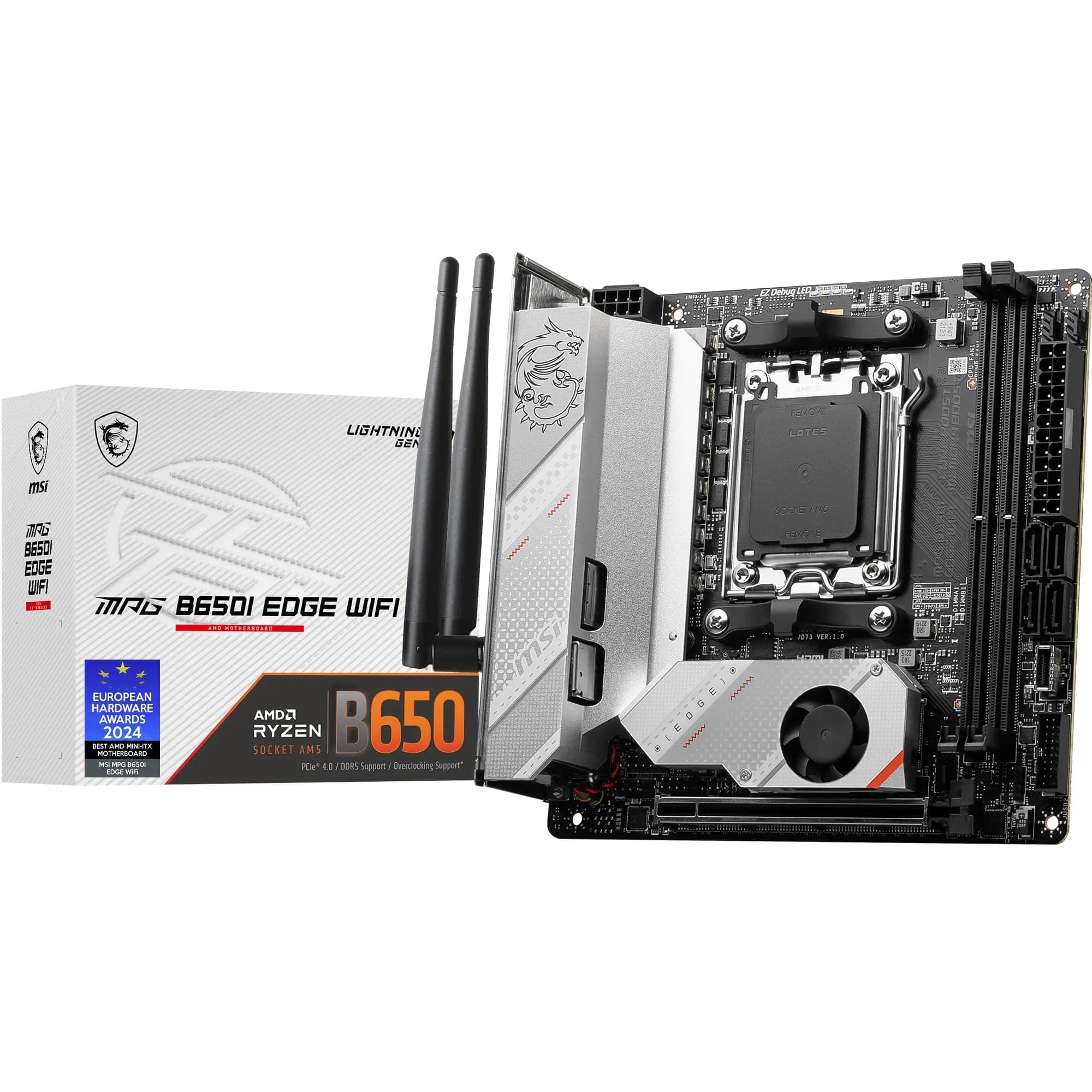 MSI MPG B650I Edge WiFi Mainboard, Mini-ITX - Unterstützt Ryzen 9000, 8000 & 7000 Serie Prozessoren, AM5-8 Phasen 80A VRM, DDR5 Memory Boost 6600+MHz/OC, 1 x PCIe 4.0 x16, 2 x M.2 Gen4, Wi-Fi 6E Bild 2