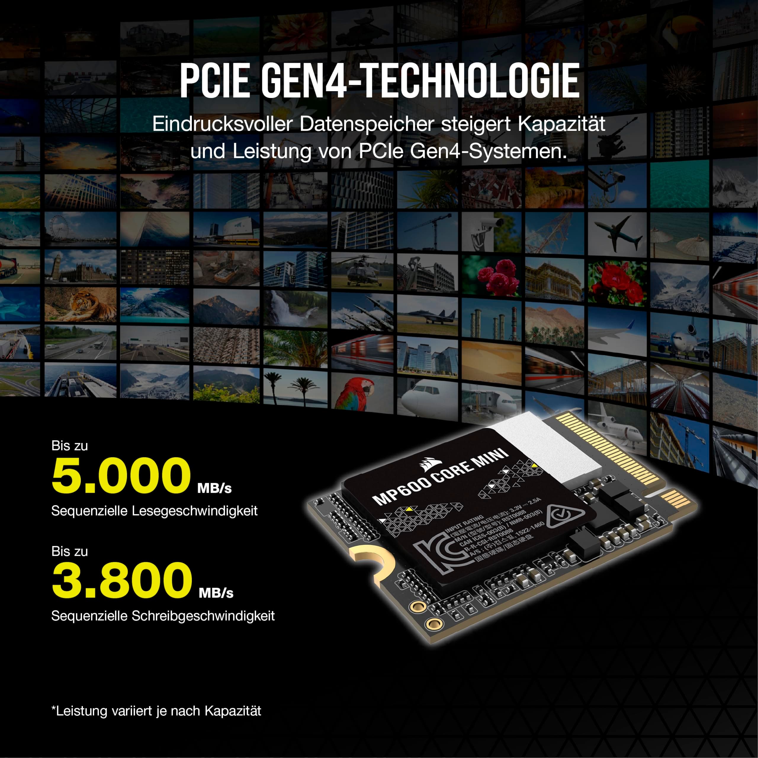 Corsair MP600 CORE Mini 2TB M.2 NVMe PCIe x4 Gen4 2 SSD - M.2 2230 - Bis zu 5.000 MB/s Sequentielles Lesen - High-Density QLC NAND - Für Steam Deck, ASUS ROG Ally, Microsoft Surface Pro - Schwarz 2 TB Bild 5