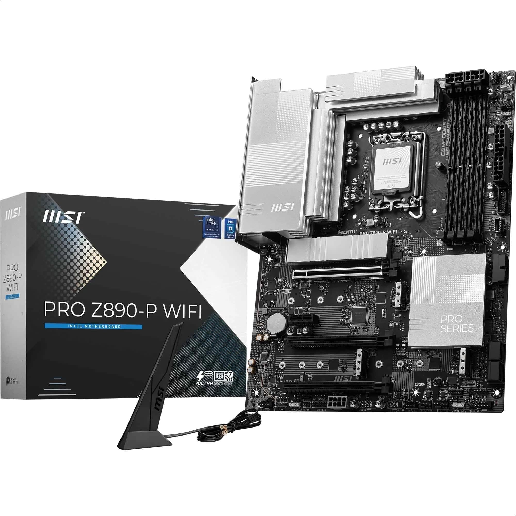 MSI PRO Z890-P WiFi Mainboard, ATX - Unterstützt Intel Core Ultra Prozessoren (Series 2), LGA 1851-55A DrMOS, DDR5 Memory Boost (9200+ MT/s OC), PCIe 5.0 x16 & 4.0 x16, M.2 Gen5, Wi-Fi 7, 5G LAN Bild 2