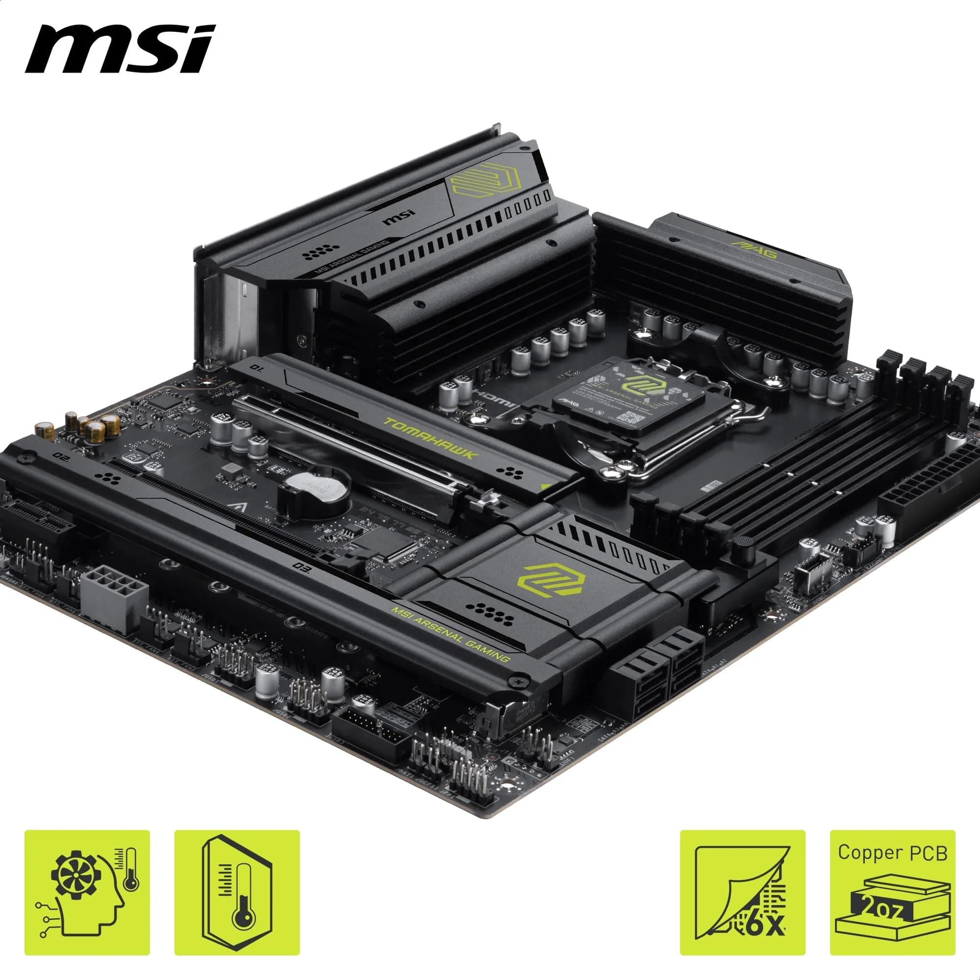 MSI MAG B850 Tomahawk WiFi Mainboard, ATX - Unterstützt AMD Ryzen 9000/8000 / 7000 Prozessoren, AM5-80A SPS VRM, DDR5 Memory Boost 8200+ MT/s (OC), PCIe 5.0 x16, M.2 Gen5, Wi-Fi 7, 5G LAN Bild 7