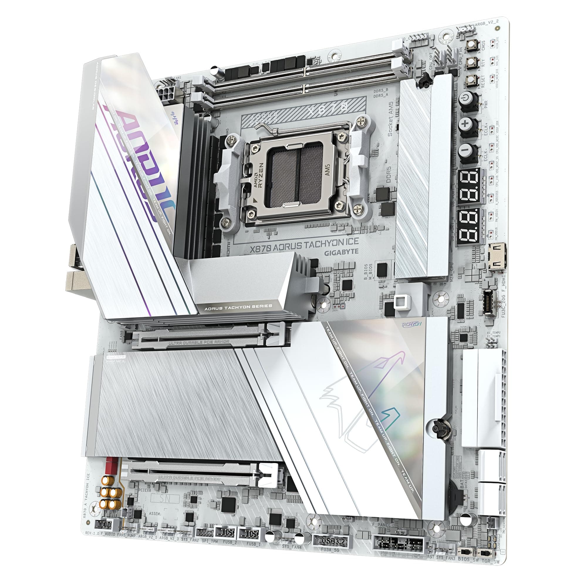GIGABYTE X870 AORUS Tachyon Ice Mainboard – Unterstützt AMD Ryzen 9000 CPUs, Digitale 18+2+2 Phasen VRM, bis zu 9600 MHz DDR5 (OC), 1 x PCIe 5.0 + 2 x PCIe 4.0, Wi-Fi 7, 5 GbE LAN, USB 4 Bild 7