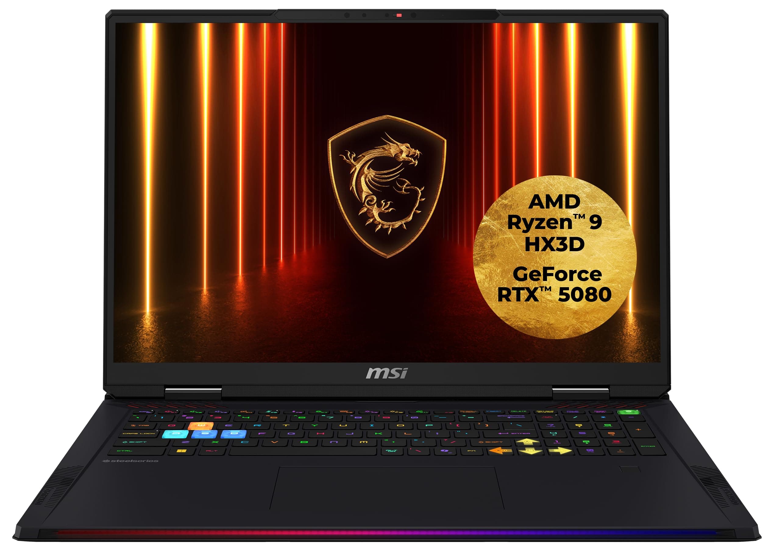 MSI Raider A18 HX Gaming-Laptop, 18" UHD+ Mini-LED 120 Hz Display, AMD Ryzen 9 9955HX3D, NVIDIA GeForce RTX 5080, 64 GB DDR5, 2 TB SSD, Windows 11 Home, QWERTZ Tastatur, A9WIG-080 AMD Ryzen™ 9 9955HX3D Processor RTX5080