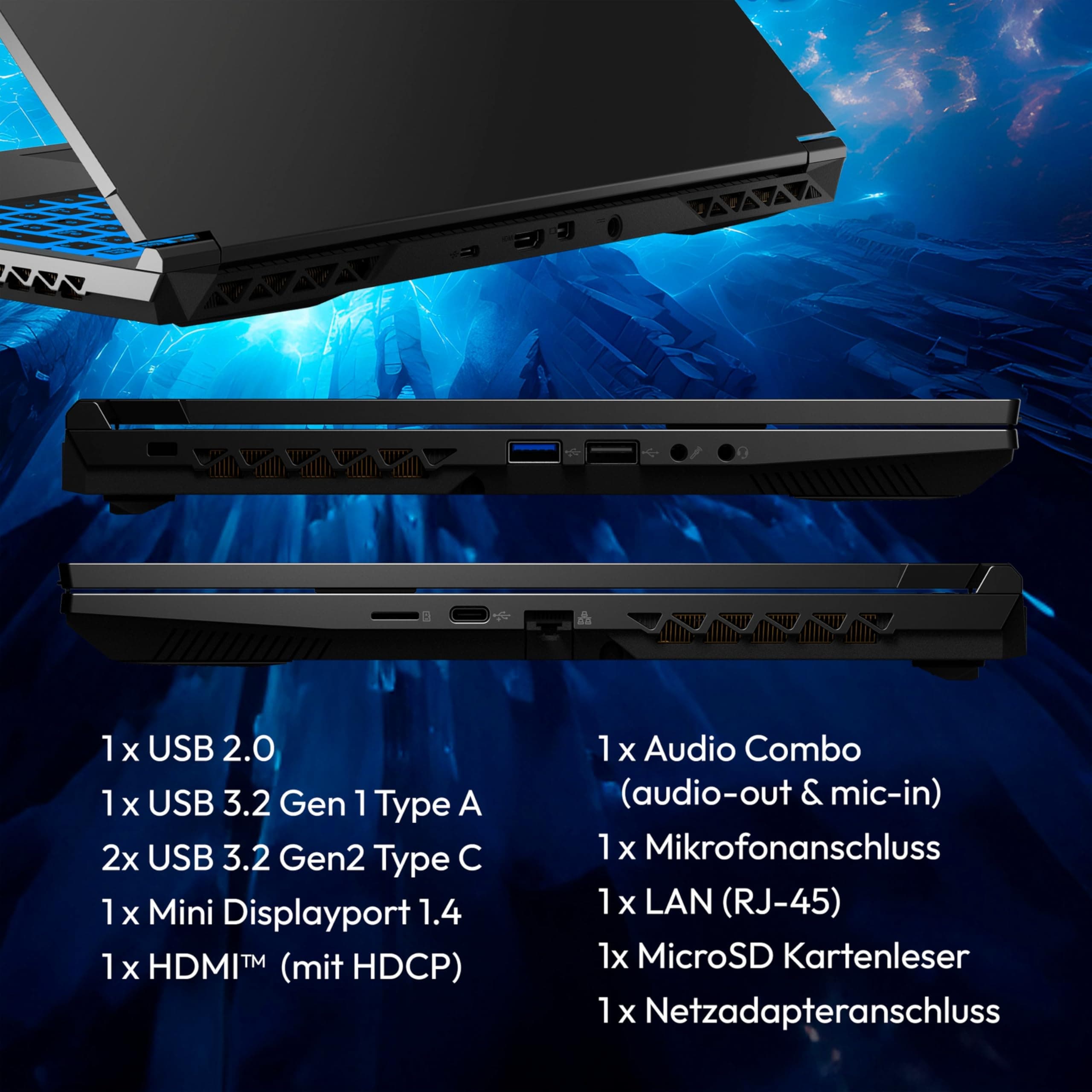 ERAZER Deputy P60 39,6 cm (15,6 Zoll 144hz) Full HD Gaming Laptop (Intel Core i7-13620H, 32GB DDR4 RAM, 2TB PCIe SSD, NVIDIA GeForce RTX 4070 12 GB GDDR6X, RGB Backlit Keyboard, Win 11 Home) Core i7-13620H 32.0 GB 2000.0 GB Nvidia GeForce RTX 4070 Bild 5
