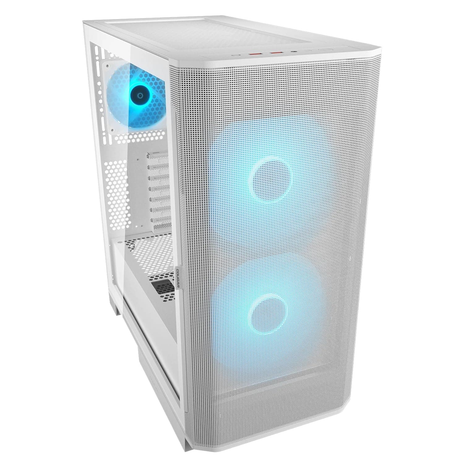 COUGAR AIRFACE Flow, Mid-Tower-Gehäuse, bis zu 10 Lüfter unterstützbar, 2 x 180-mm-ARGB-PWM-Lüfter an der Front, kompatibel mit bis zu 360-mm-AIO-Kühlung, 190-mm-Aircooler (Weiß) Bild 3