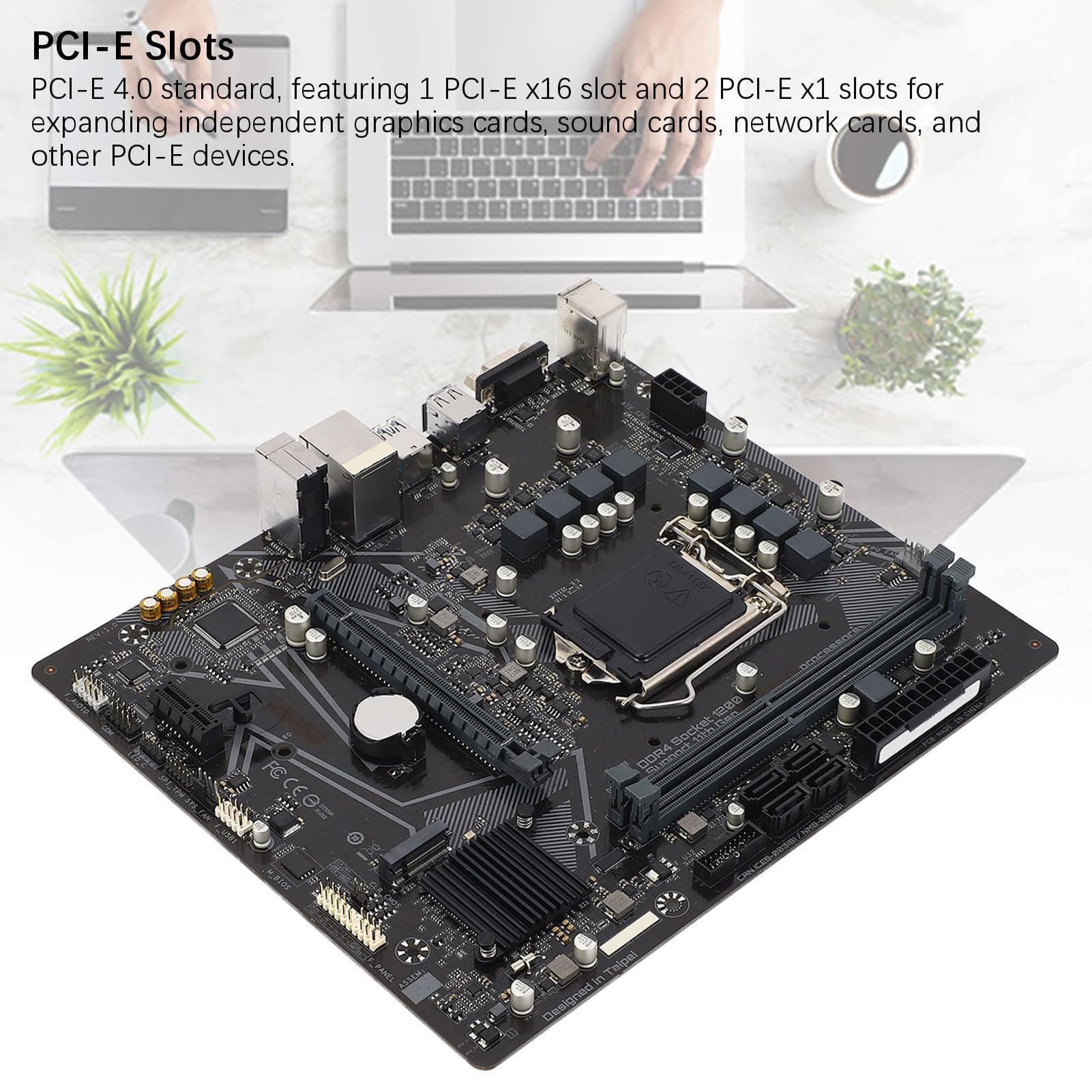 H510M Computer Motherboard, 2 DDR4 DIMM M ATX PCI E 4.0 Desktop Motherboard für LGA 1200, für Core 11. 10. Gen, 1x PCIE X16, 4X SATA III, 1x M.2, VGA, USB 2.0 Bild 5