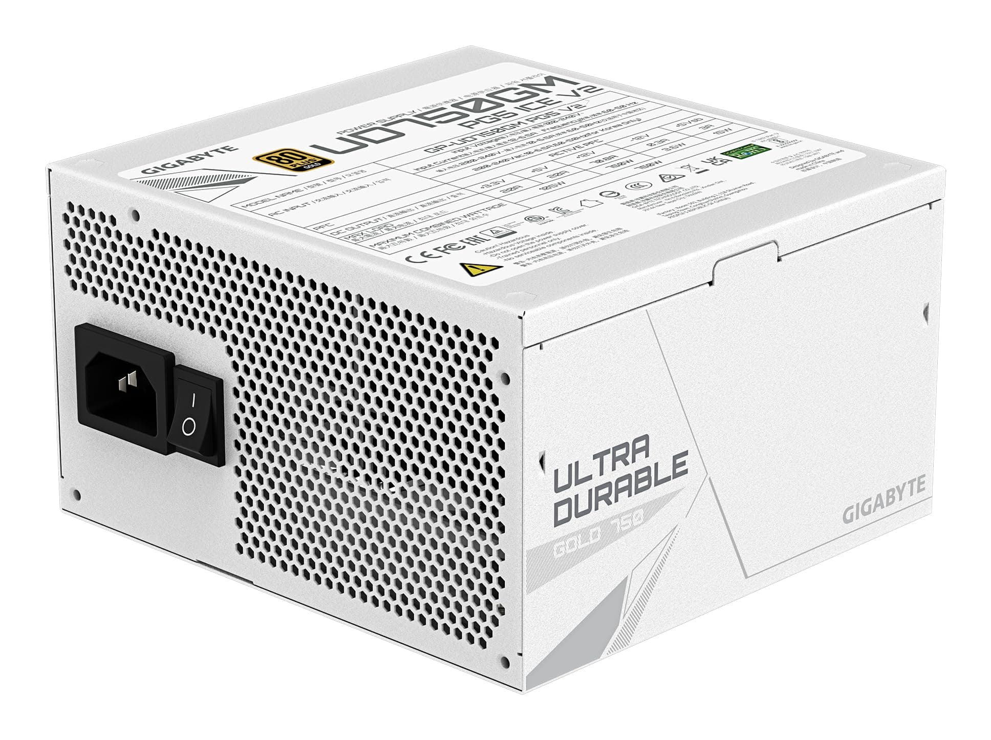 GIGABYTE UD750GM PG5 V2 Ice Netzteil – PCIe Gen 5.1, 80 Plus Gold, Vollmodulares Design, 120-mm-Lüfter, ATX 3.1-kompatibel, EU-Stecker Bild 7