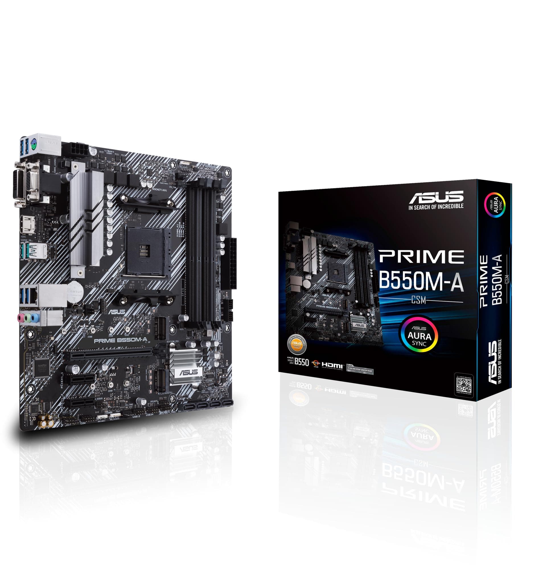 ASUS Prime B550M-A CSM Mainboard Sockel AM4 (Micro ATX, Ryzen, PCIe 4.0, 2X M.2, 1Gbit/s-Ethernet, WiFi 6, SATA 6Gbit/s, USB 3.2 Gen 2 Typ-A, Unterstützung für Aura Sync RGB Header) Bild 2