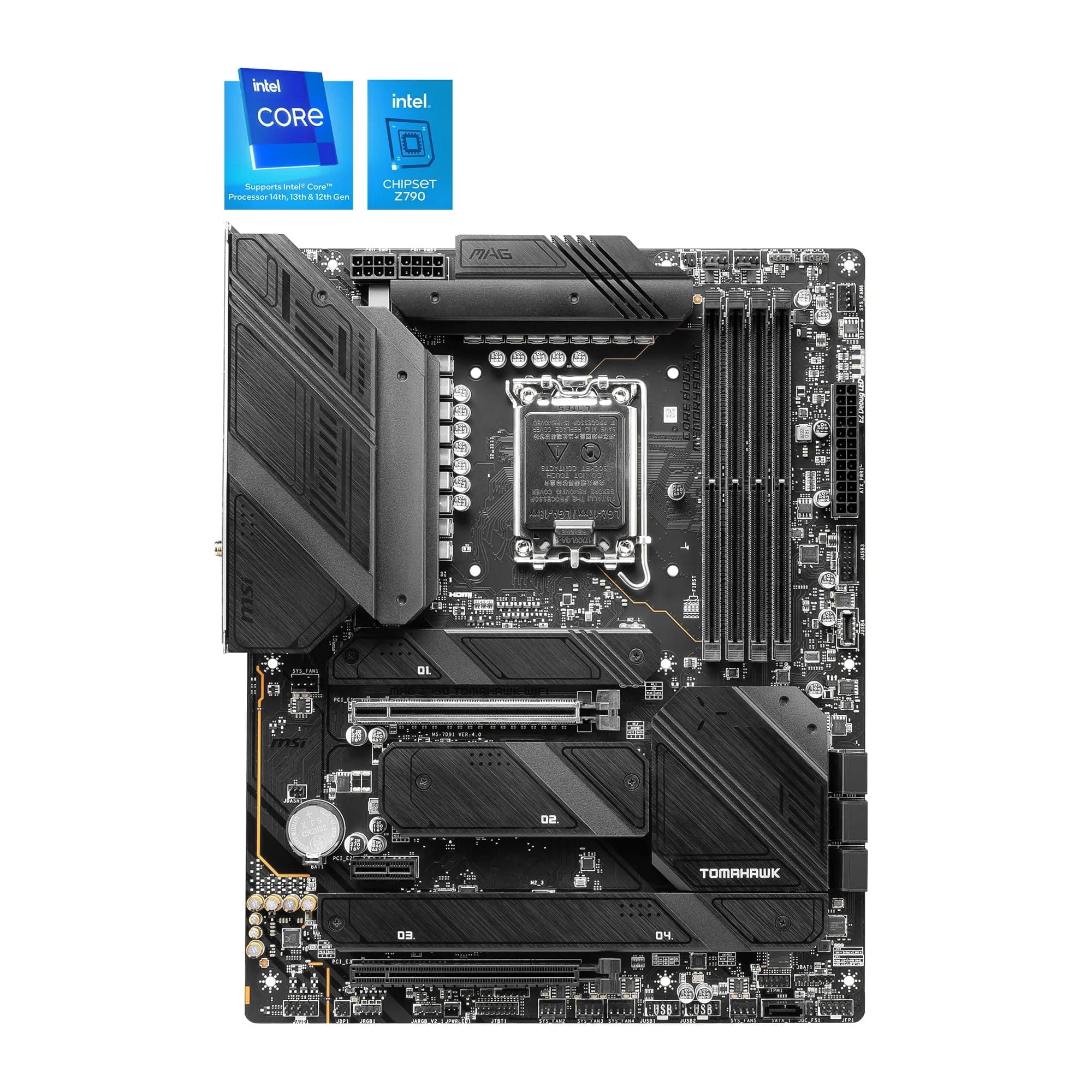 MSI MAG Z790 Tomahawk WiFi Mainboard, ATX - Unterstützt Intel Prozessoren der 12., 13. & 14. Gen, LGA 1700-90A SPS VRM,DDR5 Memory Boost 7200+MHz/OC, PCIe 5.0 & 4.0 x16,4 x M.2 Gen4,Wi-Fi 6E Bild 3