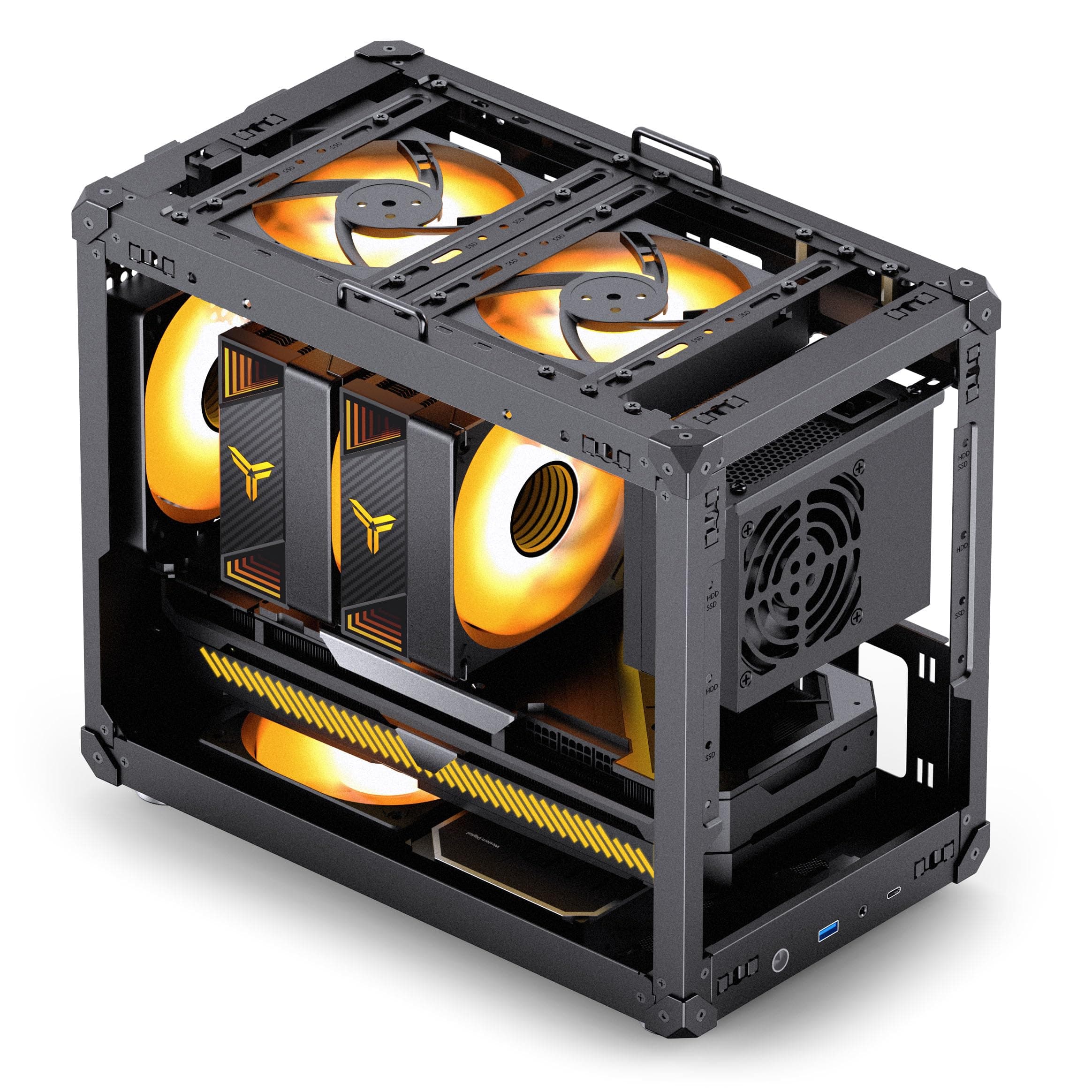 Jonsbo C6 MAX PC-Gehäuse Schwarz – kompaktes mATX Case mit Tragegriff, Airflow-Mesh, Platz für GPU bis 335mm, CPU-Kühler bis 170mm, 5 Lüfterplätze Bild 7