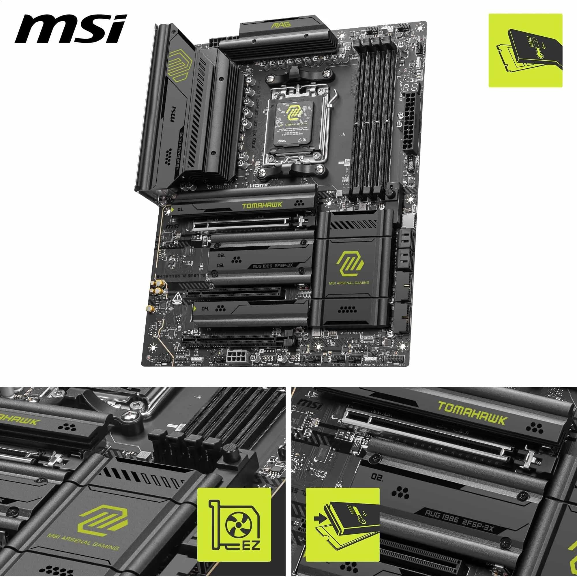MSI MAG X870E Tomahawk WiFi Mainboard, ATX - Unterstützt AMD Ryzen 9000/8000 / 7000 Prozessoren, AM5-80A SPS VRM, DDR5 Memory Boost 8400+ MT/s (OC), PCIe 5.0 x16, M.2 Gen5, Wi-Fi 7, 5G LAN Bild 5
