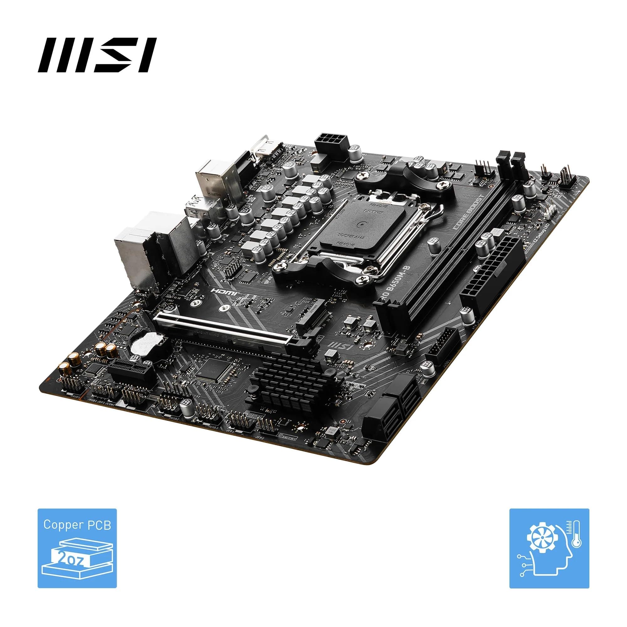 MSI PRO B650M-B Mainboard, Micro-ATX - Unterstützt Ryzen 9000, 8000 & 7000 Series Prozessoren, AM5 - DDR5 Memory Boost 6800+MHz/OC, 1 x PCIe 4.0 x16, 1 x M.2 Gen4, 2.5G LAN Bild 7