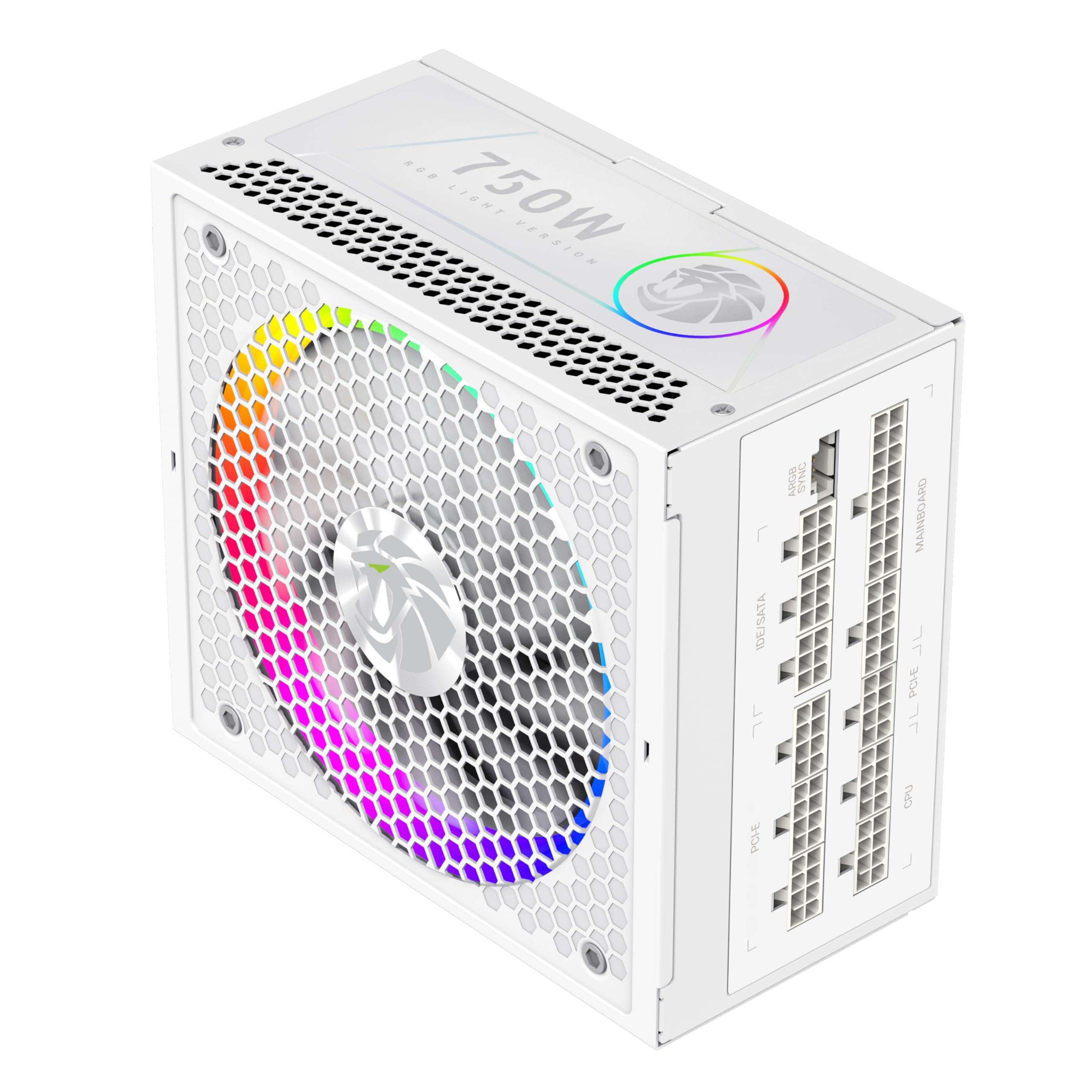 GAMEMAX RGB 750G WH Netzteil PC 750W Vollmodulares, 80 Plus Gold, LLC+DC‑DC, ARGB Sync, Japanische Kondensatoren, 140mm ARGB FDB Lüfter, 9 Schutzfunktionen, 10 Jahre Garantie 750W Weiß