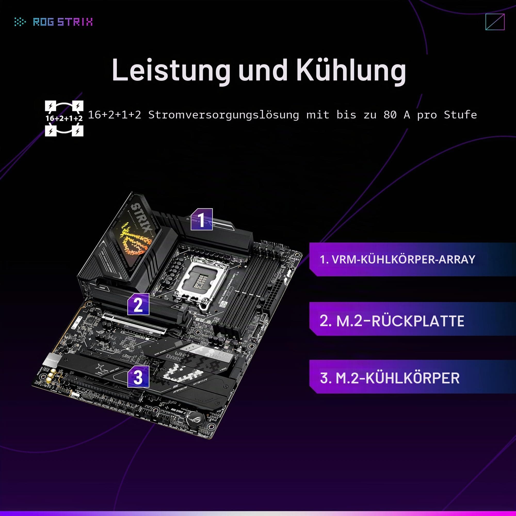 ASUS ROG Strix Z890-H Gaming WiFi Mainboard Sockel Intel LGA 1851 (ATX, DDR5, 1x PCIe 5.0 x 16 SafeSlot, 4X M.2, 3X PCIe 4.0, WiFi 7, Aura Sync) Bild 5