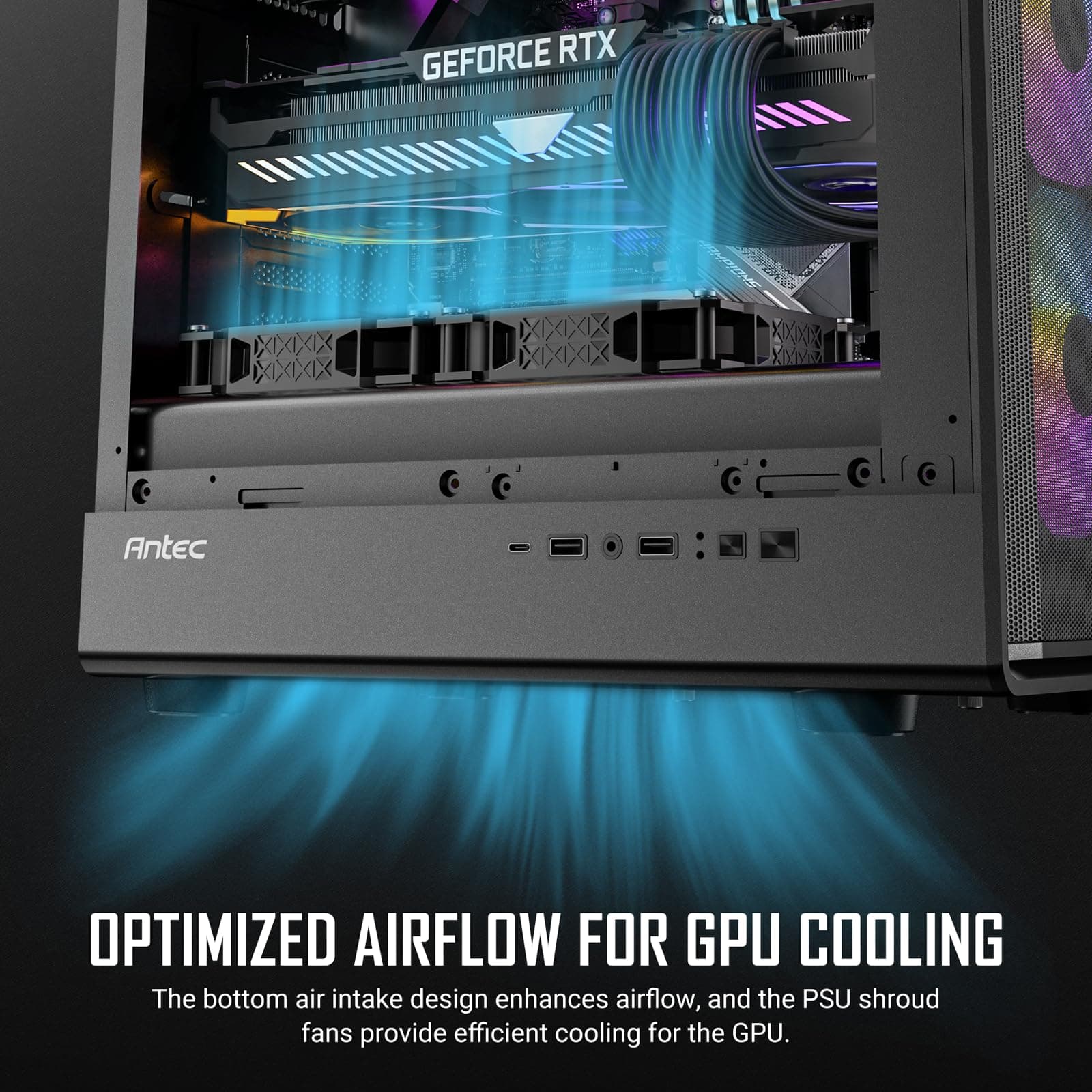 ANTEC Performance P6 Neo ARGB ATX Midi Tower PC Gehäuse – High-Airflow Gaming Case mit Tempered Glass, Schwarz Bild 7