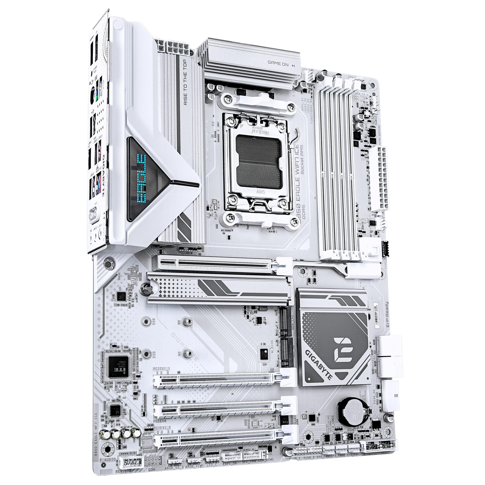 GIGABYTE B850 Eagle WIFI7 Ice Mainboard – AMD Ryzen 9000 Serie Prozessoren, digitales 8+2+2 Phasen VRM, bis zu 8200 MHz DDR5 (O.C.), 1x PCIe 5.0 + 2X PCIe 4.0 M.2, Wi-Fi 7, 2.5 GbE LAN, USB 3.2 Gen 2 Bild 5