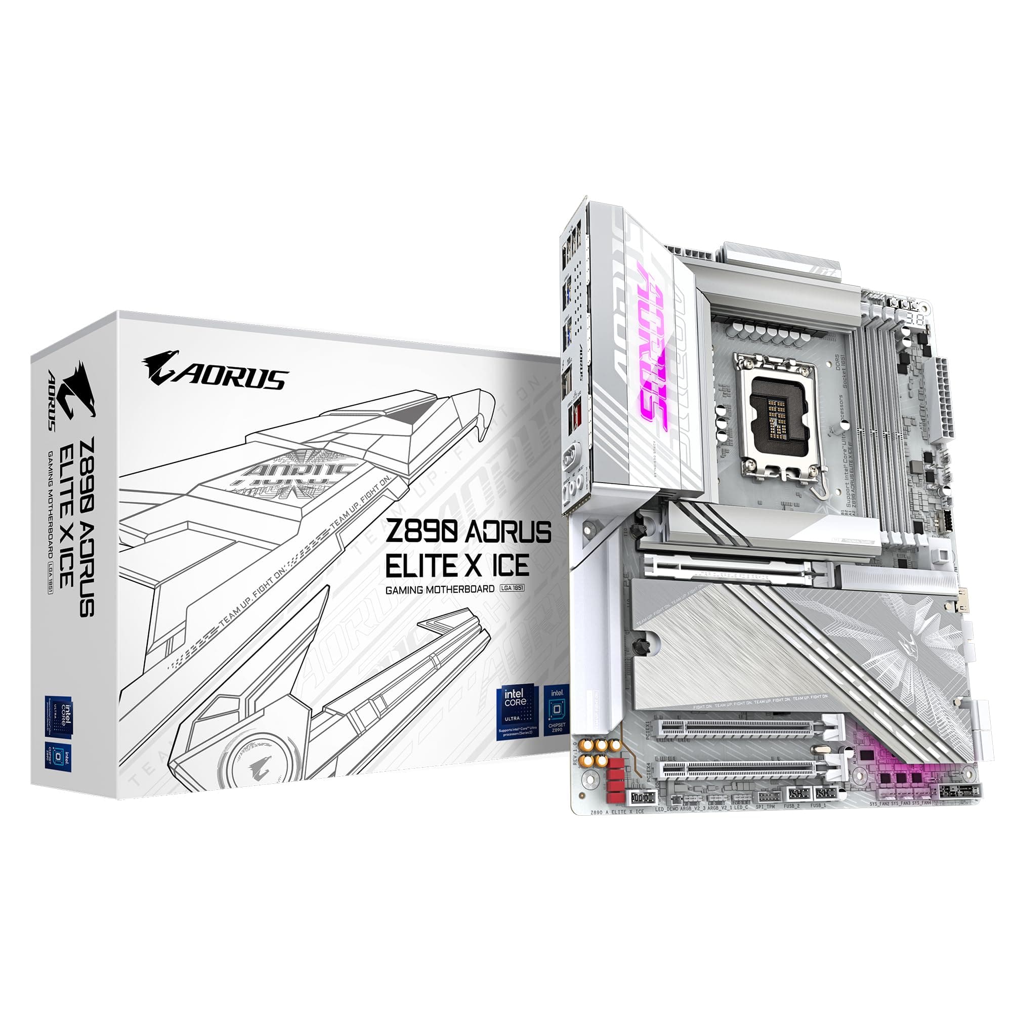 GIGABYTE Z890 AORUS Elite X Ice Motherboard - Unterstützt Intel Core Ultra (Serie 2) CPUs, 16+1+2 Phasen VRM, bis zu 9500MHz DDR5 (OC), 1xPCIe 5.0 + 4xPCIe 4.0, Wi-Fi 7, 2.5GbE LAN, Thunderbolt 4 Bild 2