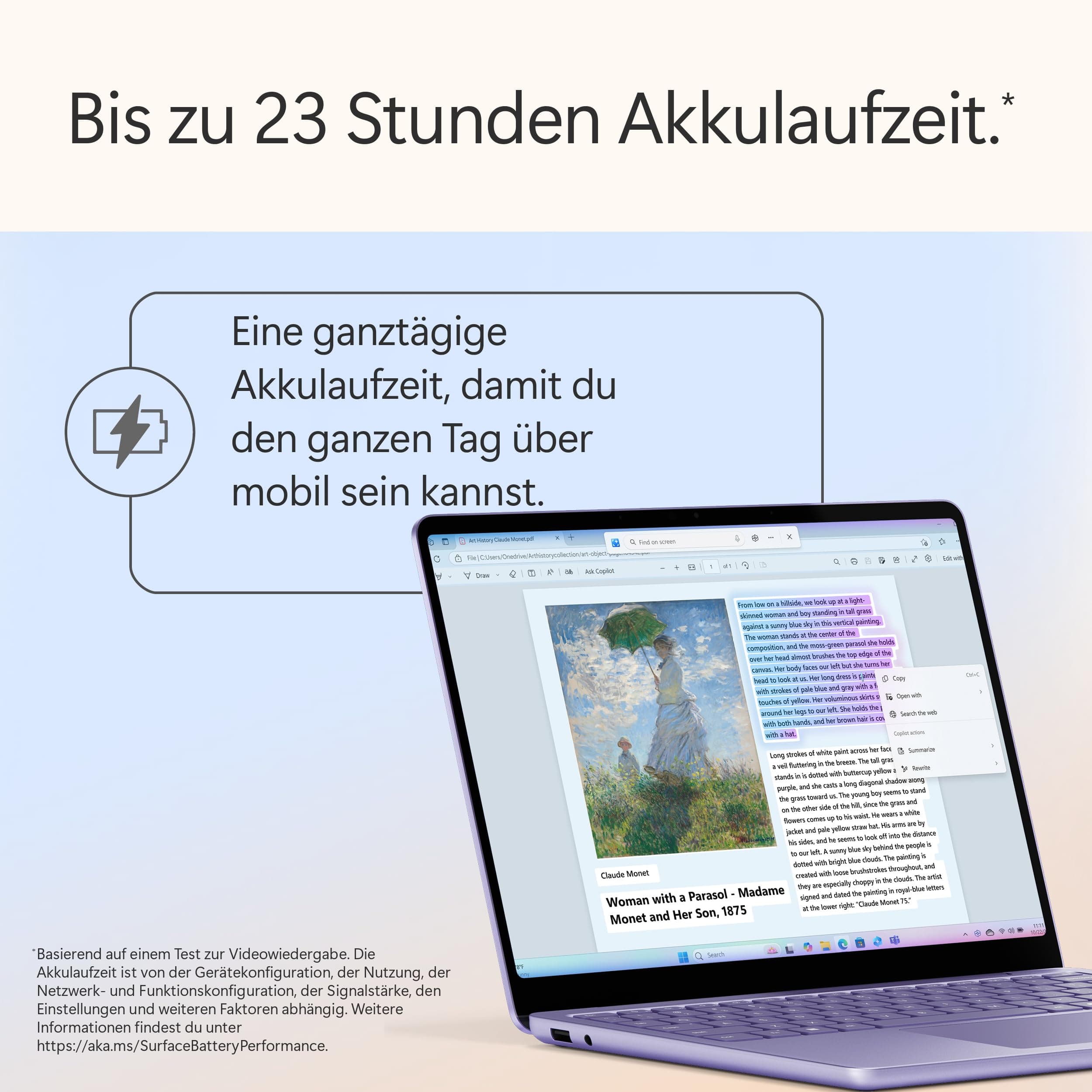 Microsoft Surface Laptop | Copilot+ PC | 13” LCD Touchscreen | Snapdragon® X Plus | 16GB RAM | 512GB Speicher | Neuestes Modell | Violett Violett 16GB RAM | 512GB Speicher Bild 3